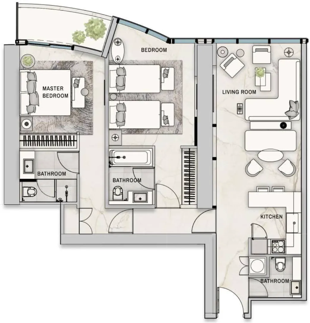 2 yatak odalı daire — Al Sufouh, Dubai — 16/17