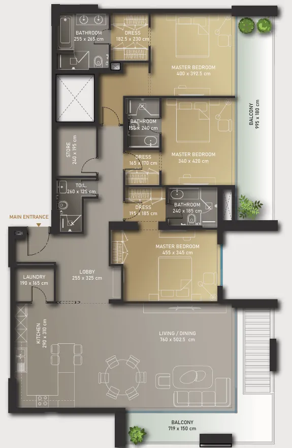 3 yatak odalı daire — Palm Jumeirah, Dubai — 20/20