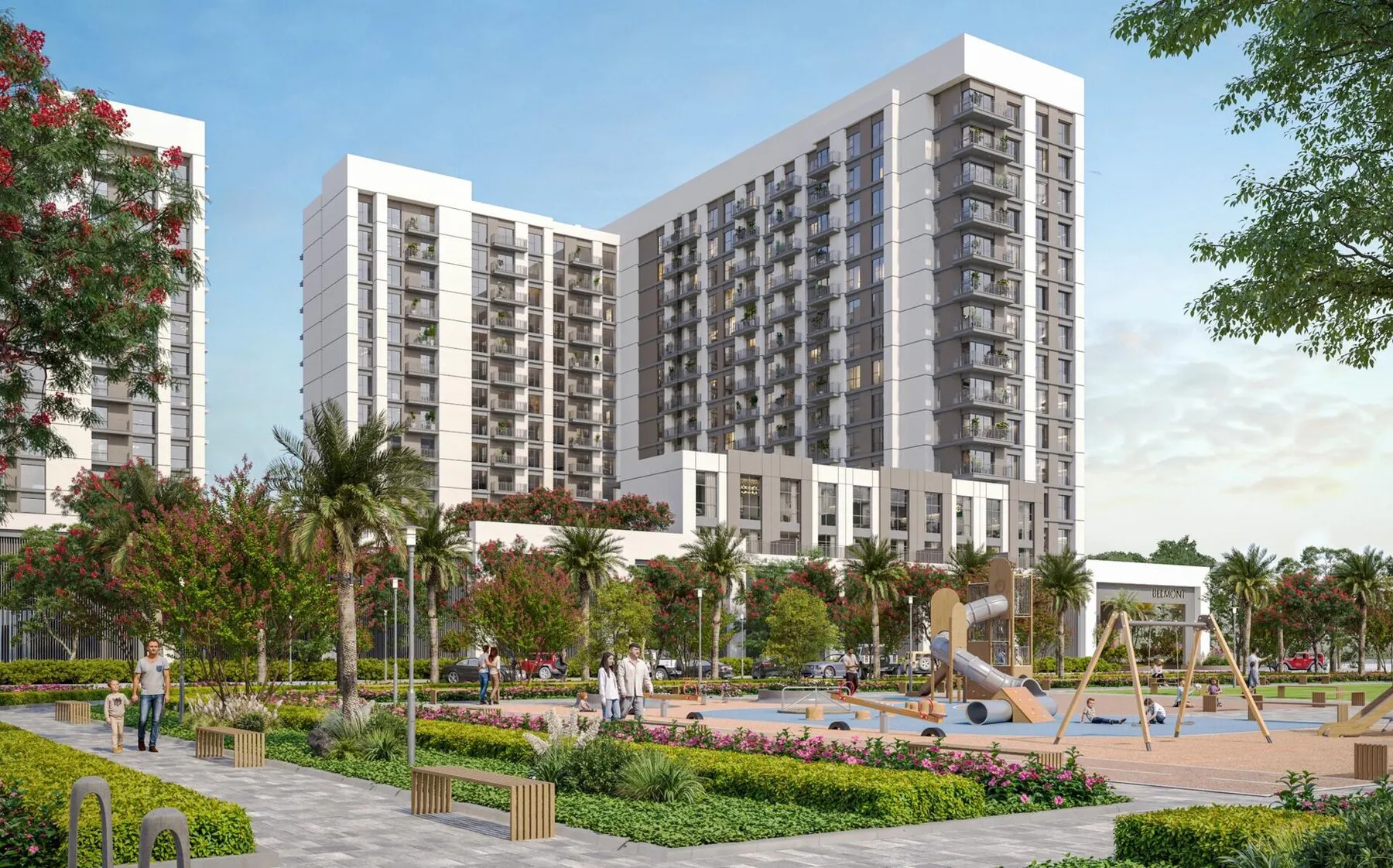 Belmont by Nshama: modern pand in Town Square Dubai!, 1 slaapkamer, 61 m²