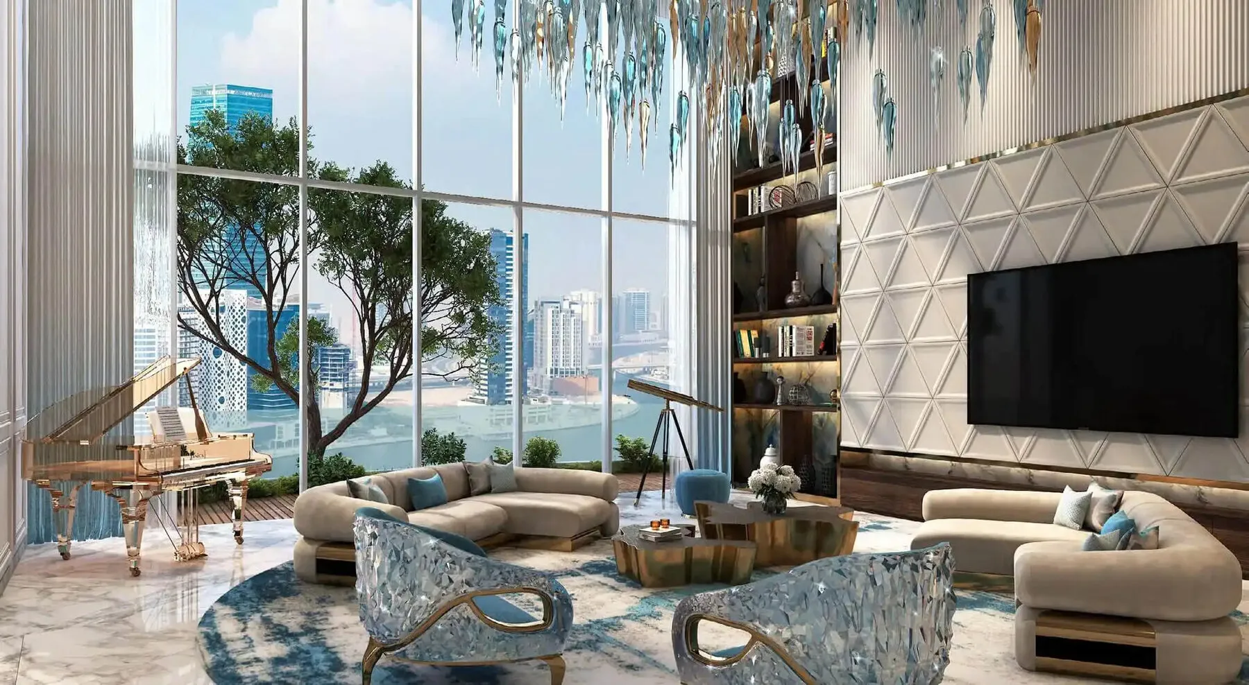3-kamer appartement aan de Dubai Canal-dijk in Business Bay! Panoramisch uitzicht op het Dubai Canal en de iconische Burj Khalifa-wolkenkrabber! Opbrengst in Business Bay, 2 slaapkamers, 143,18 m²