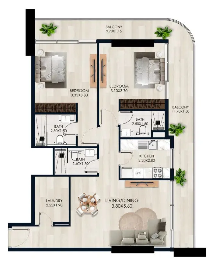 2 yatak odalı daire — Dubai Sports City — 22/22