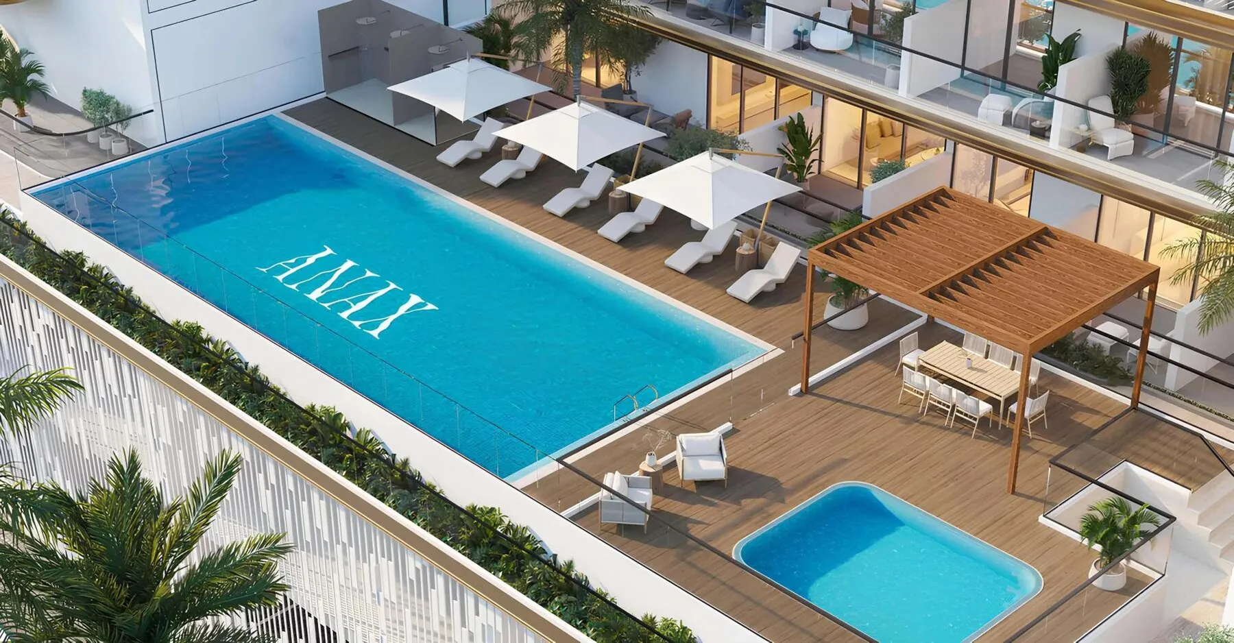 Kyomi Residences: moderne woning in Warsan, Dubai!, 1 slaapkamer, 74 m²