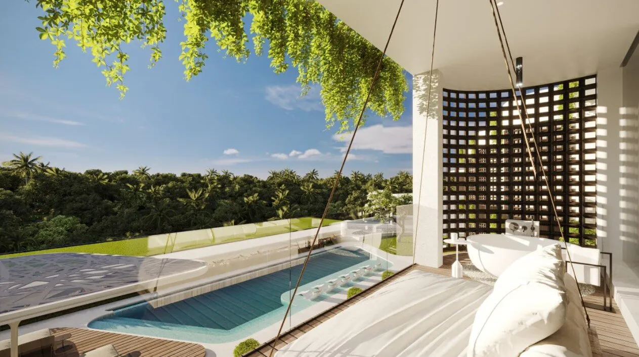 Appartements et villas avec piscine privée en pleine nature !, 1 chambres, 96 m²