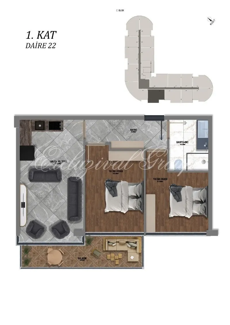 Wohnung mit 1 Schlafzimmer zum Kauf in Didim, Aydın — 17/20