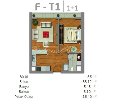 Appartement met 1 slaapkamer te koop in Istanbul, Istanboel — 14/14