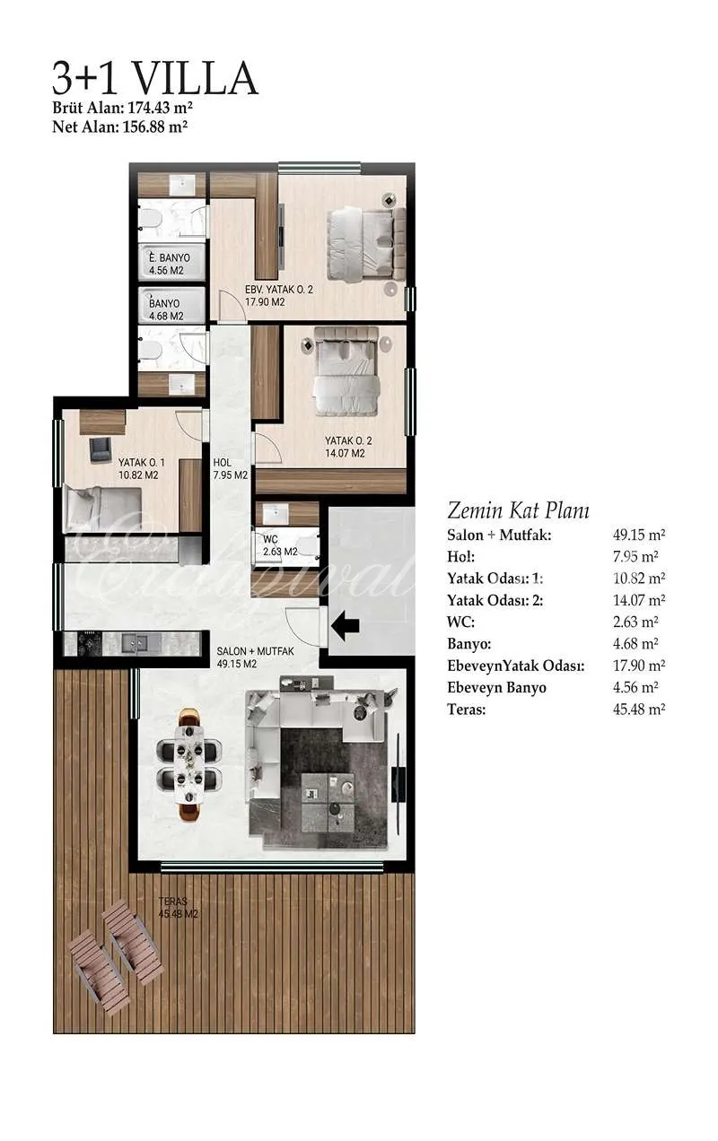 Villa met 2 slaapkamers te koop in Bodrum, Muğla — 14/17