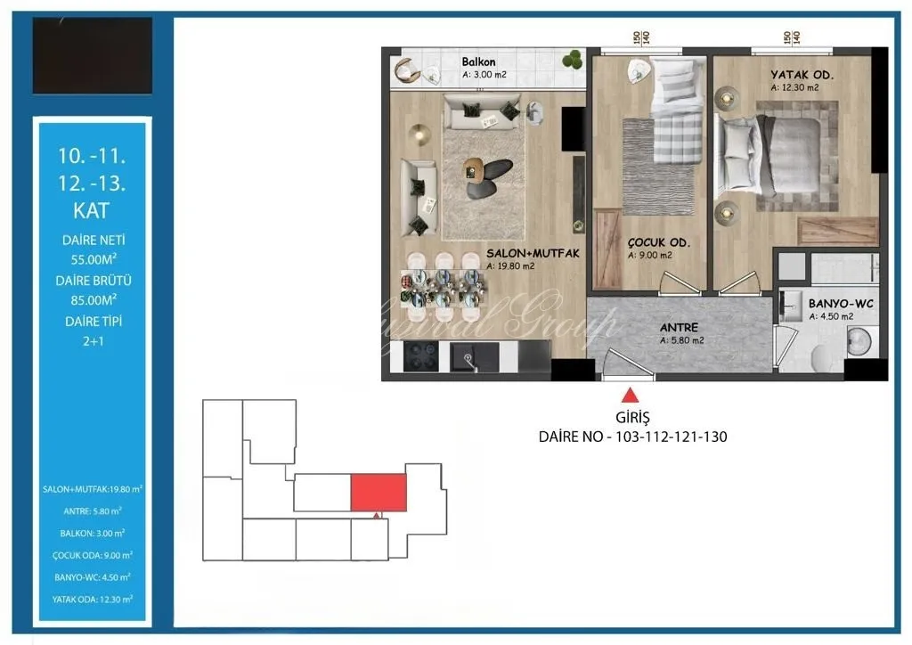 Wohnung mit 1 Schlafzimmer zum Kauf in Istanbul — 11/15