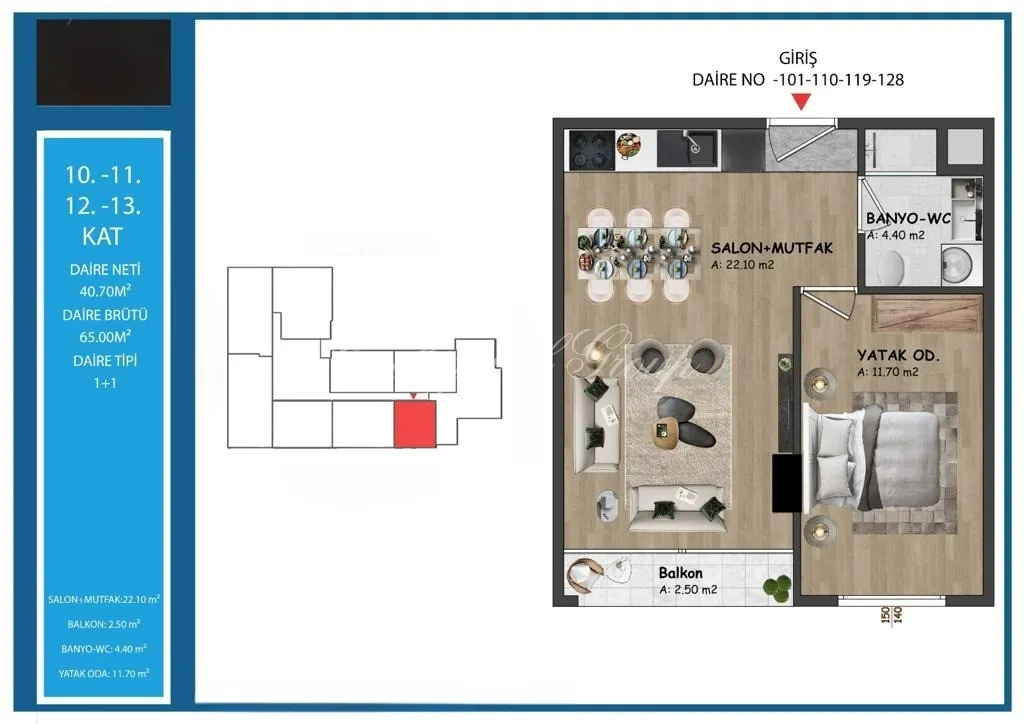 Wohnung mit 1 Schlafzimmer zum Kauf in Istanbul — 14/15