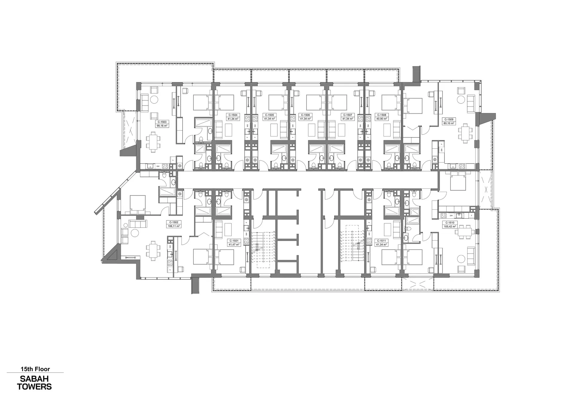 1 yatak odalı daire — Sea Breeze, Bakü, Abşeron — 3/3