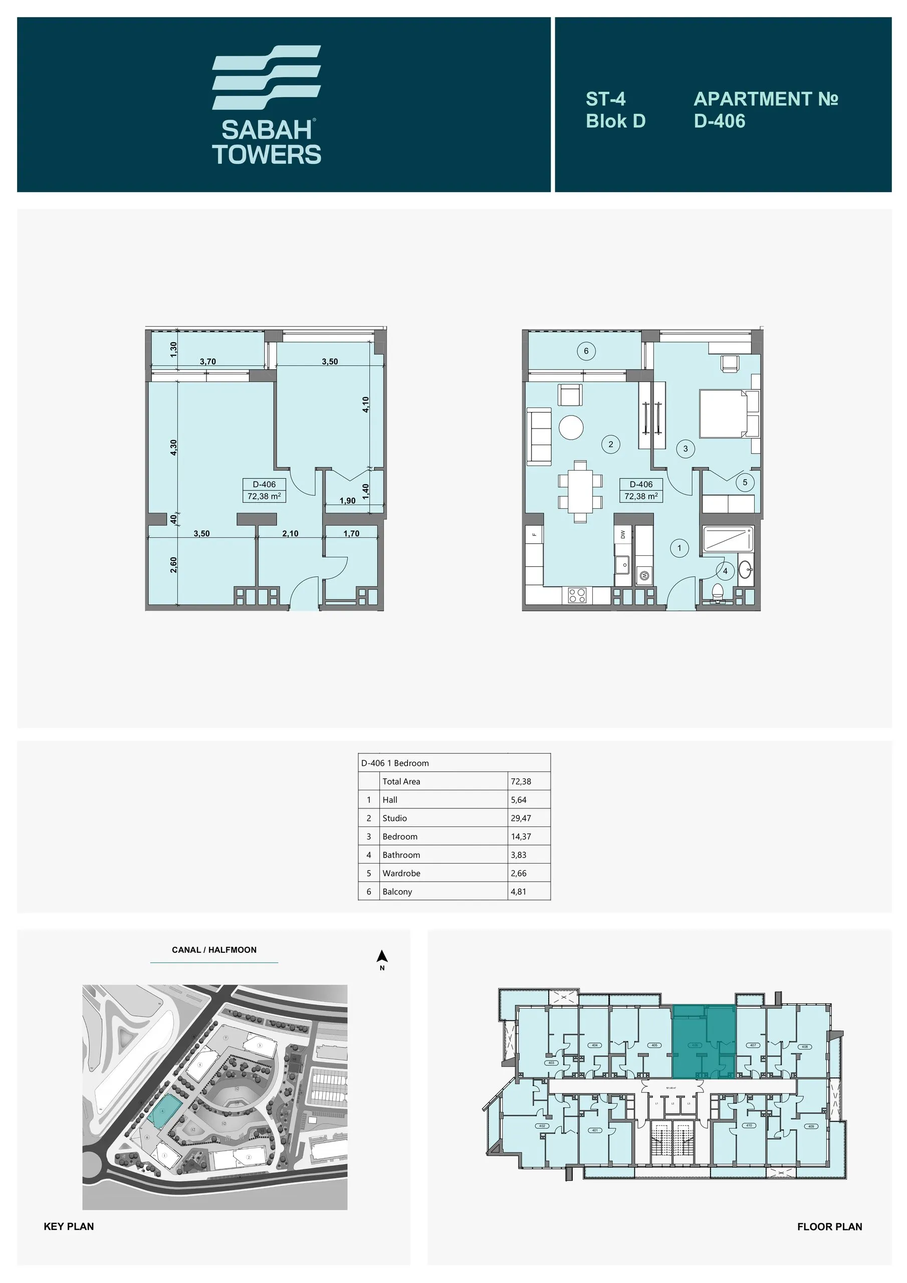 1 yatak odalı daire — Sea Breeze, Bakü, Abşeron — 2/3