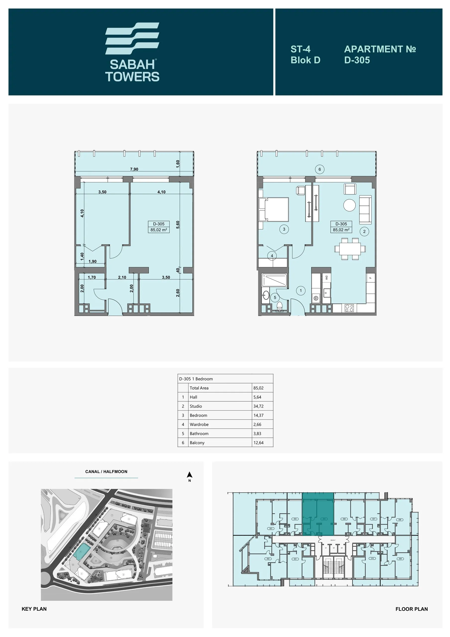 1 yatak odalı daire — Sea Breeze, Bakü, Abşeron — 2/3