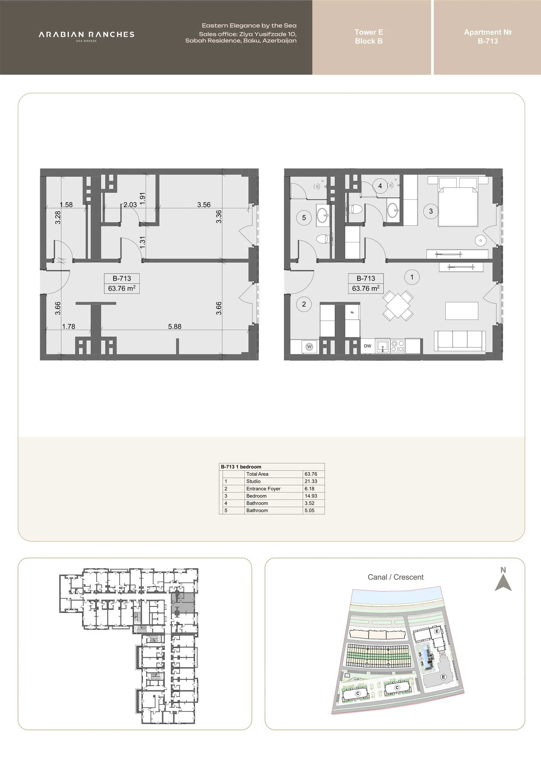 1 yatak odalı daire — Sea Breeze, Bakü, Abşeron — 2/3