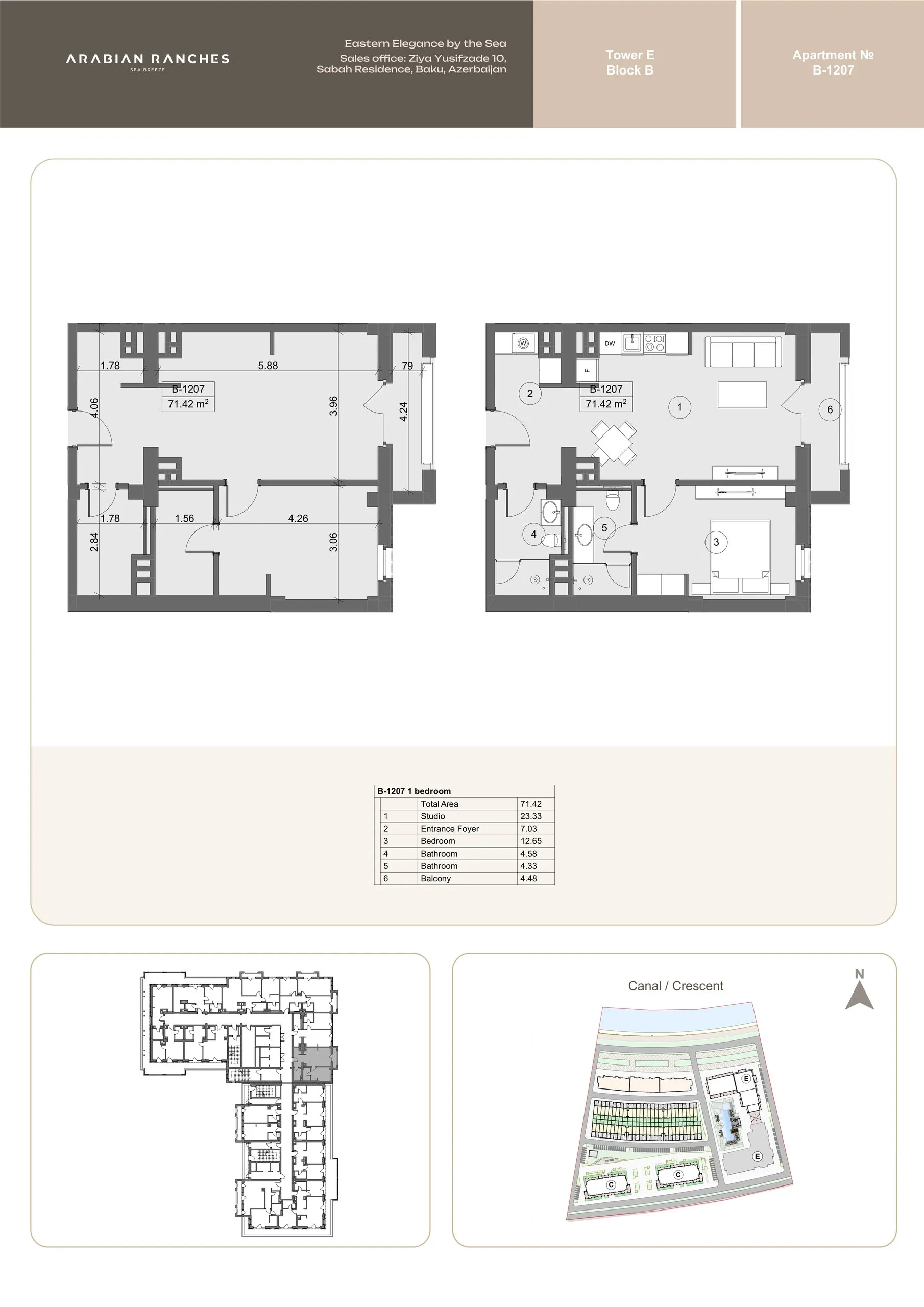1 yatak odalı daire — Sea Breeze, Bakü, Abşeron — 2/3