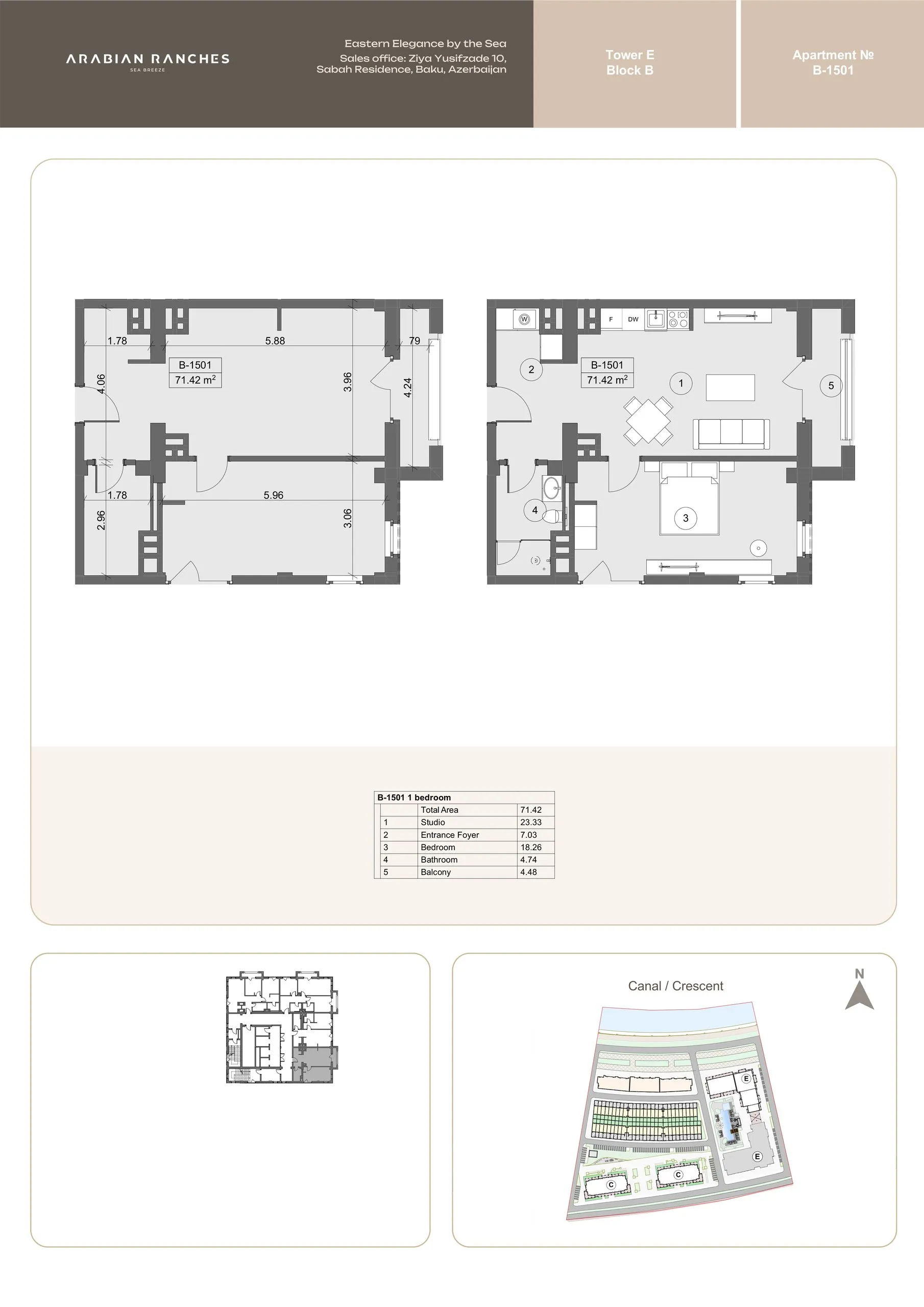 1 yatak odalı daire — Sea Breeze, Bakü, Abşeron — 2/3