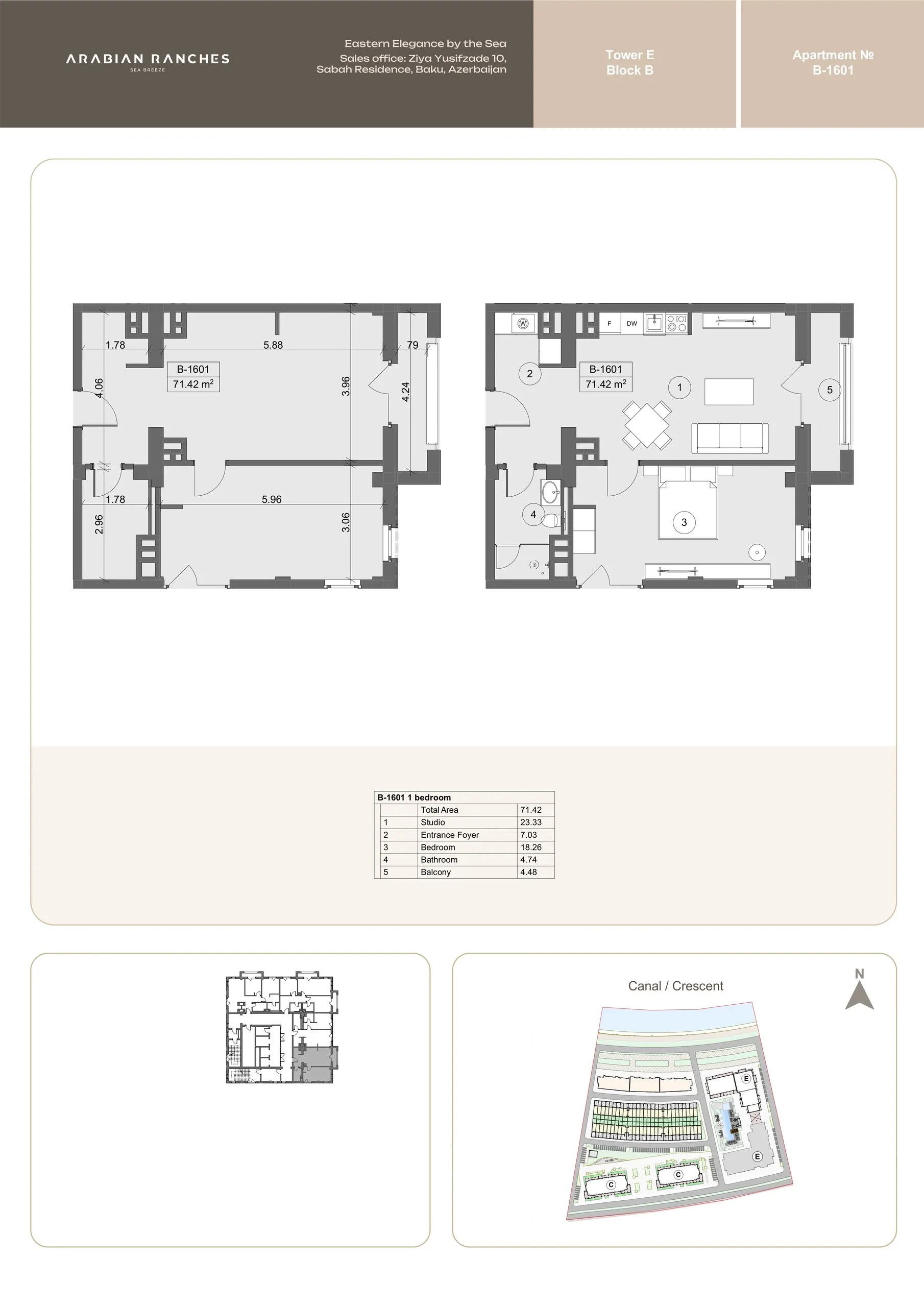1 yatak odalı daire — Sea Breeze, Bakü, Abşeron — 2/3