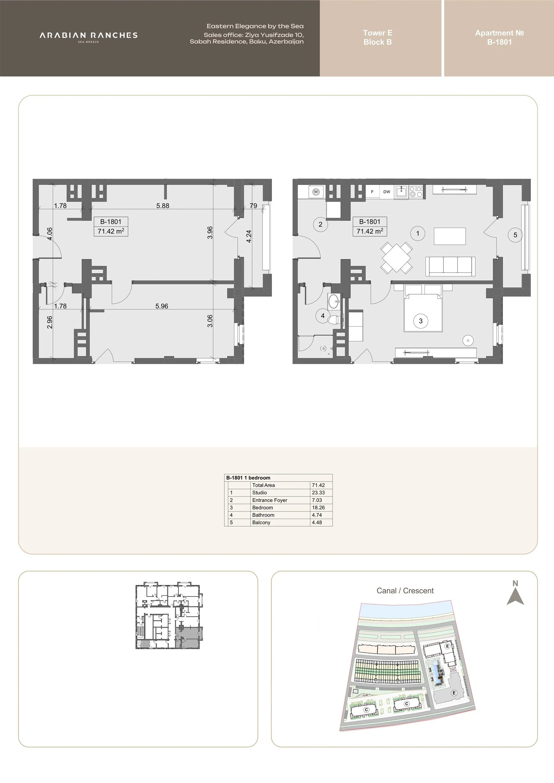1 yatak odalı daire — Sea Breeze, Bakü, Abşeron — 2/3