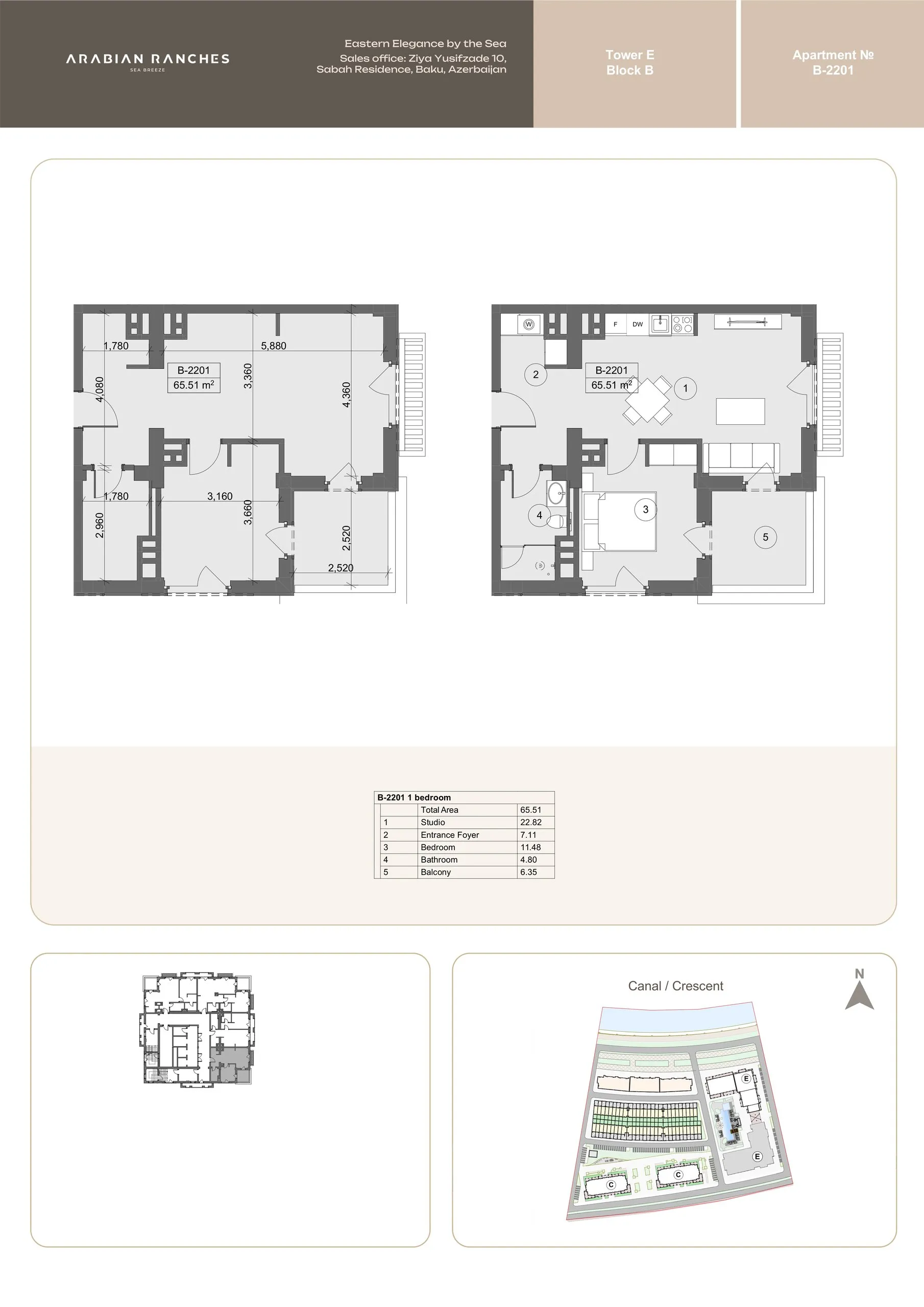 1 yatak odalı daire — Sea Breeze, Bakü, Abşeron — 2/3