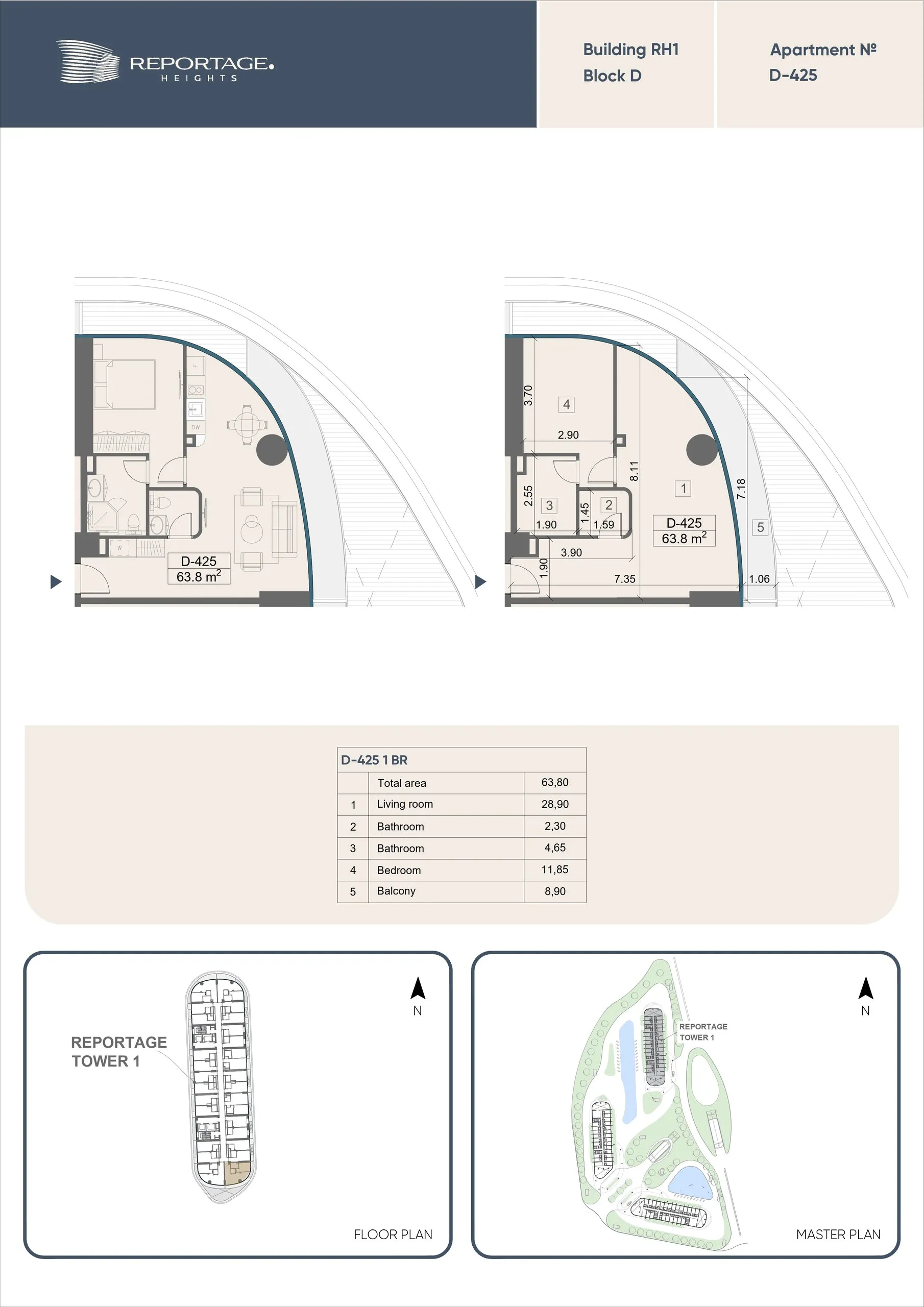1 yatak odalı daire — Sea Breeze, Bakü, Abşeron — 2/3