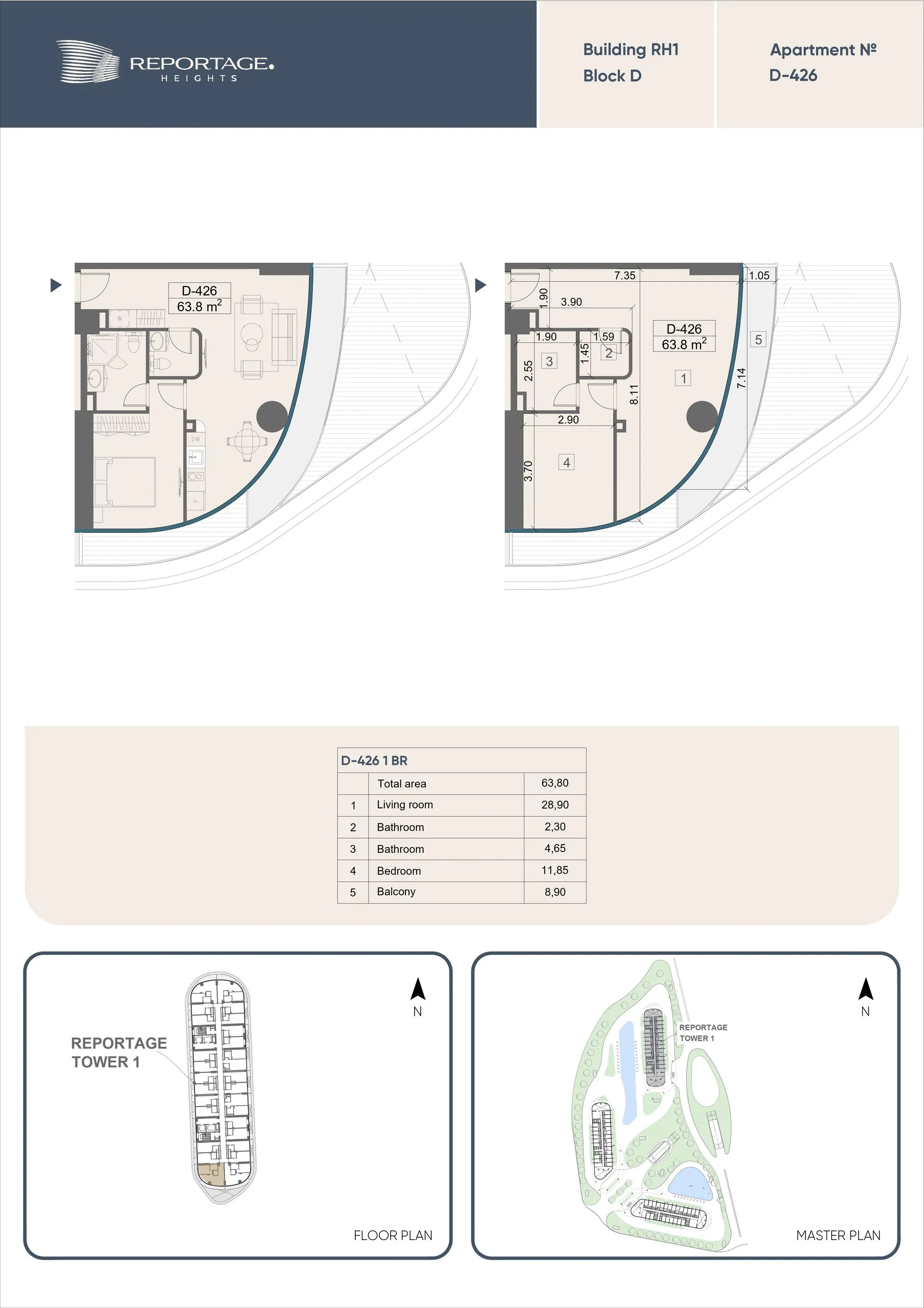 1 yatak odalı daire — Sea Breeze, Bakü, Abşeron — 2/3