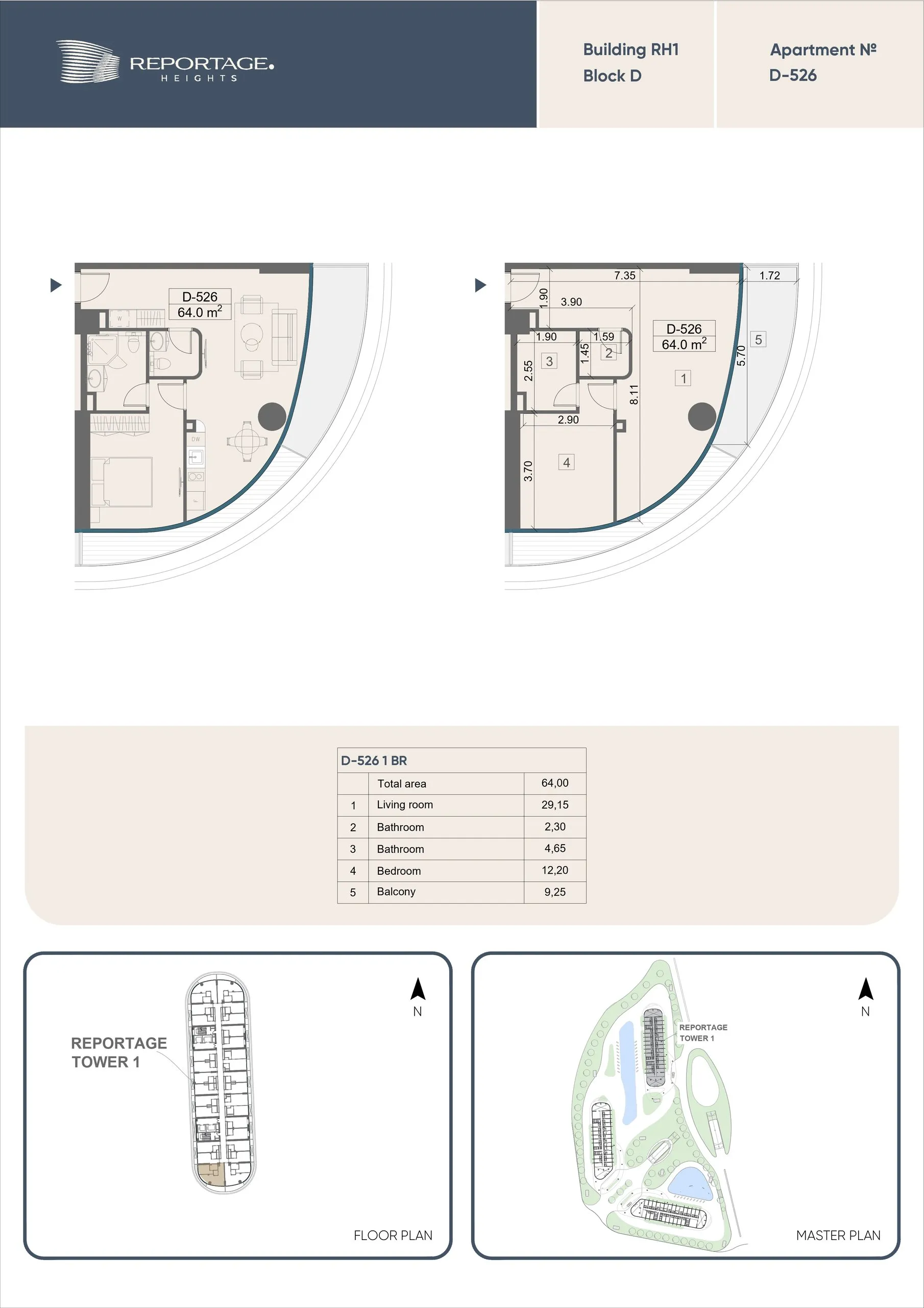 1 yatak odalı daire — Sea Breeze, Bakü, Abşeron — 2/3