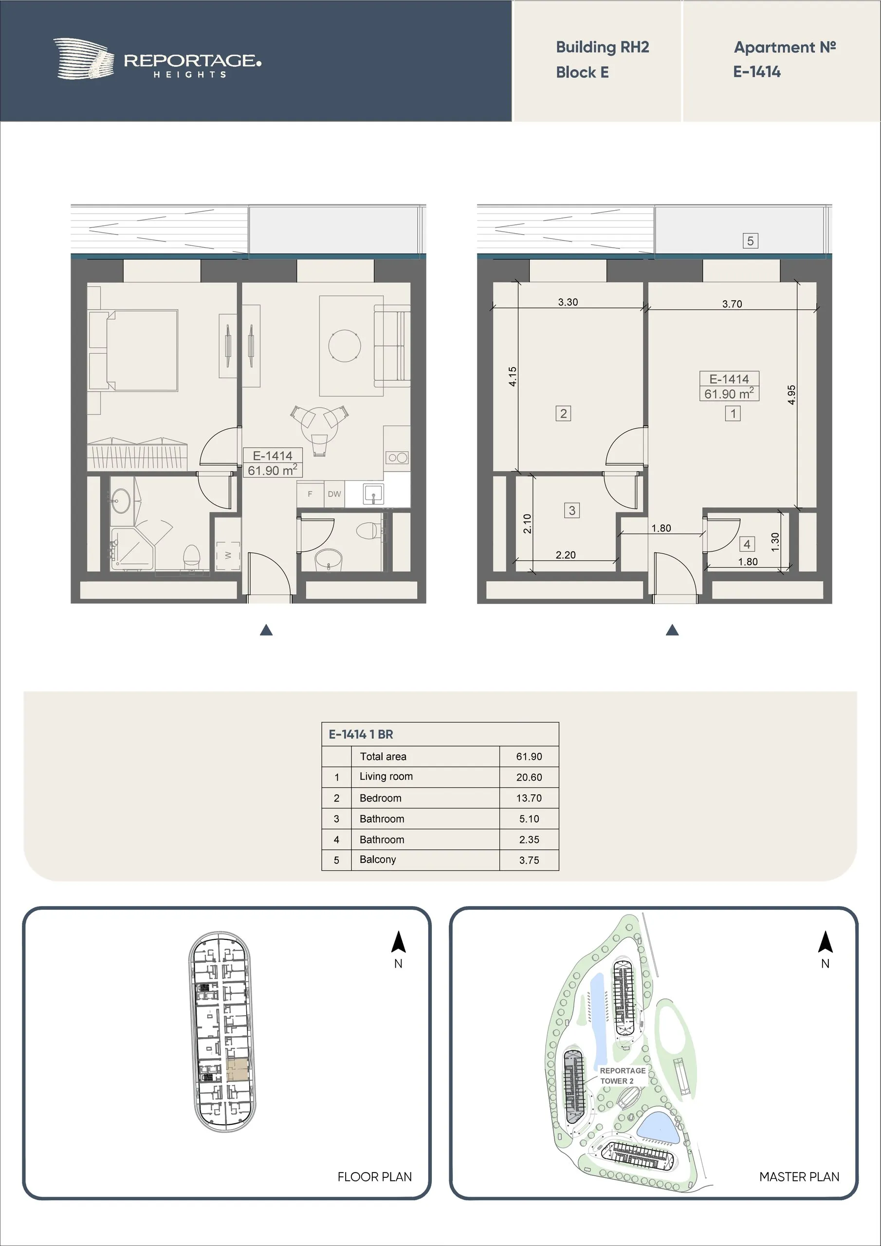 1 yatak odalı daire — Sea Breeze, Bakü, Abşeron — 2/3