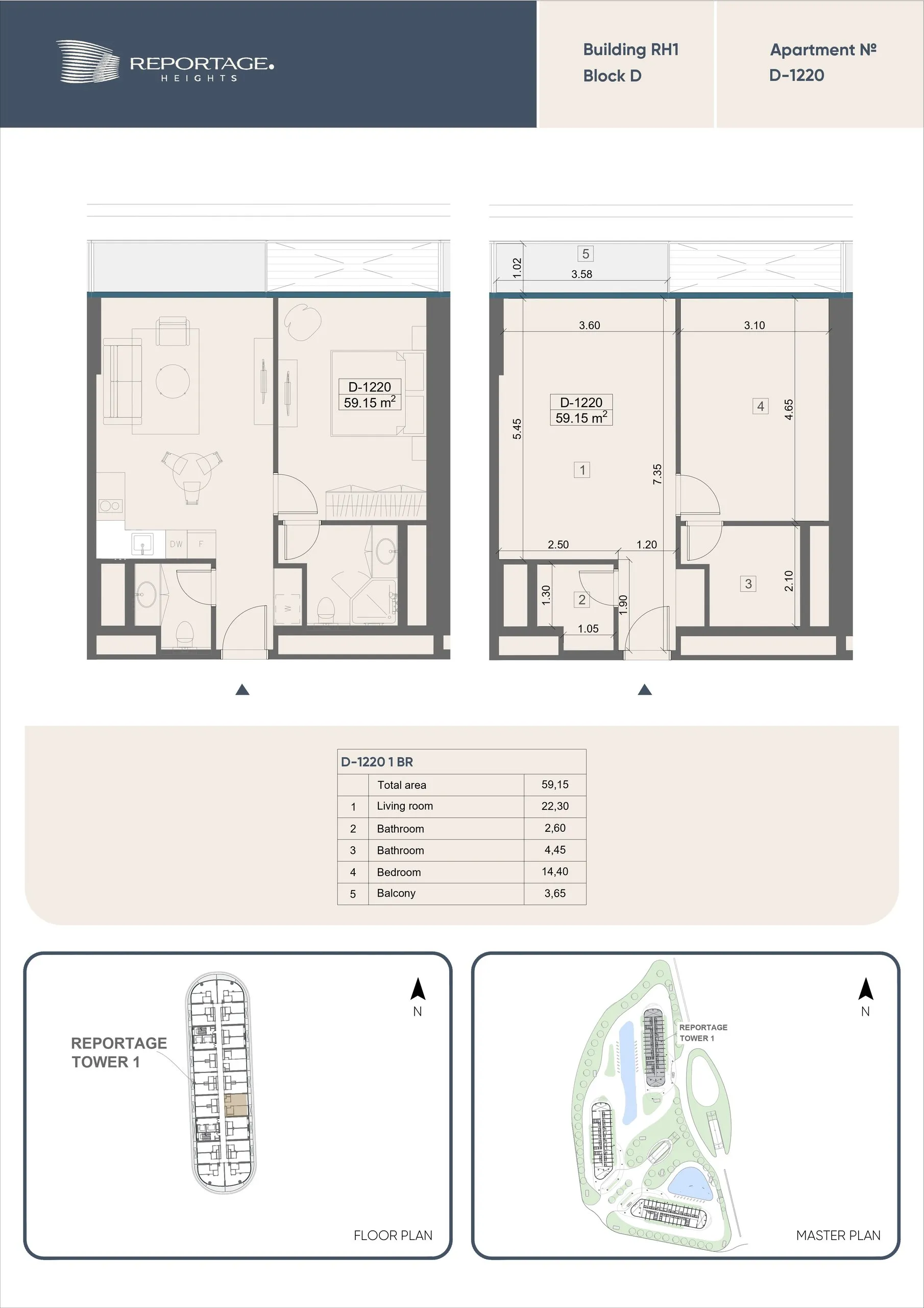 1 yatak odalı daire — Sea Breeze, Bakü, Abşeron — 2/3