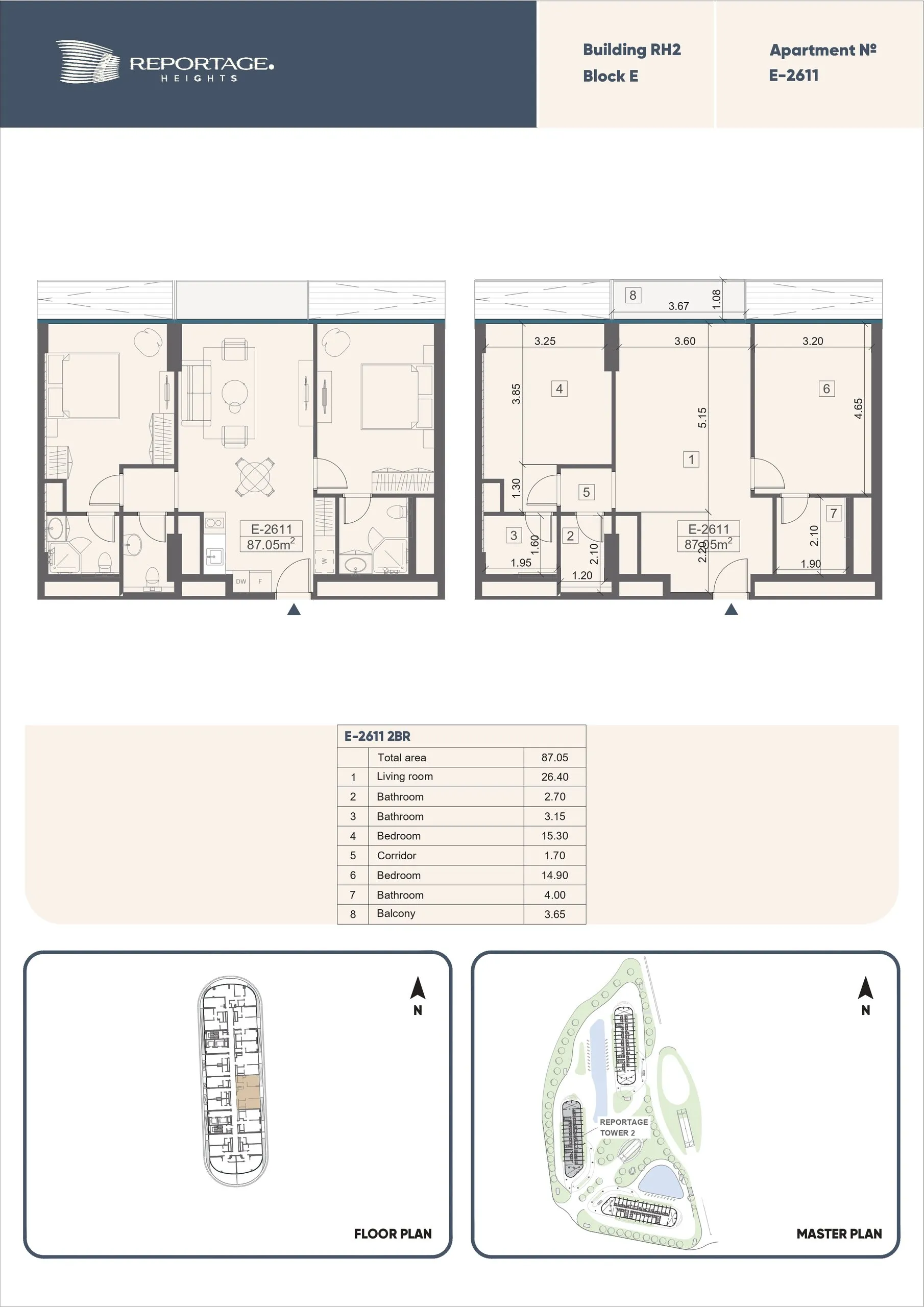 2 yatak odalı daire — Sea Breeze, Bakü, Abşeron — 2/3