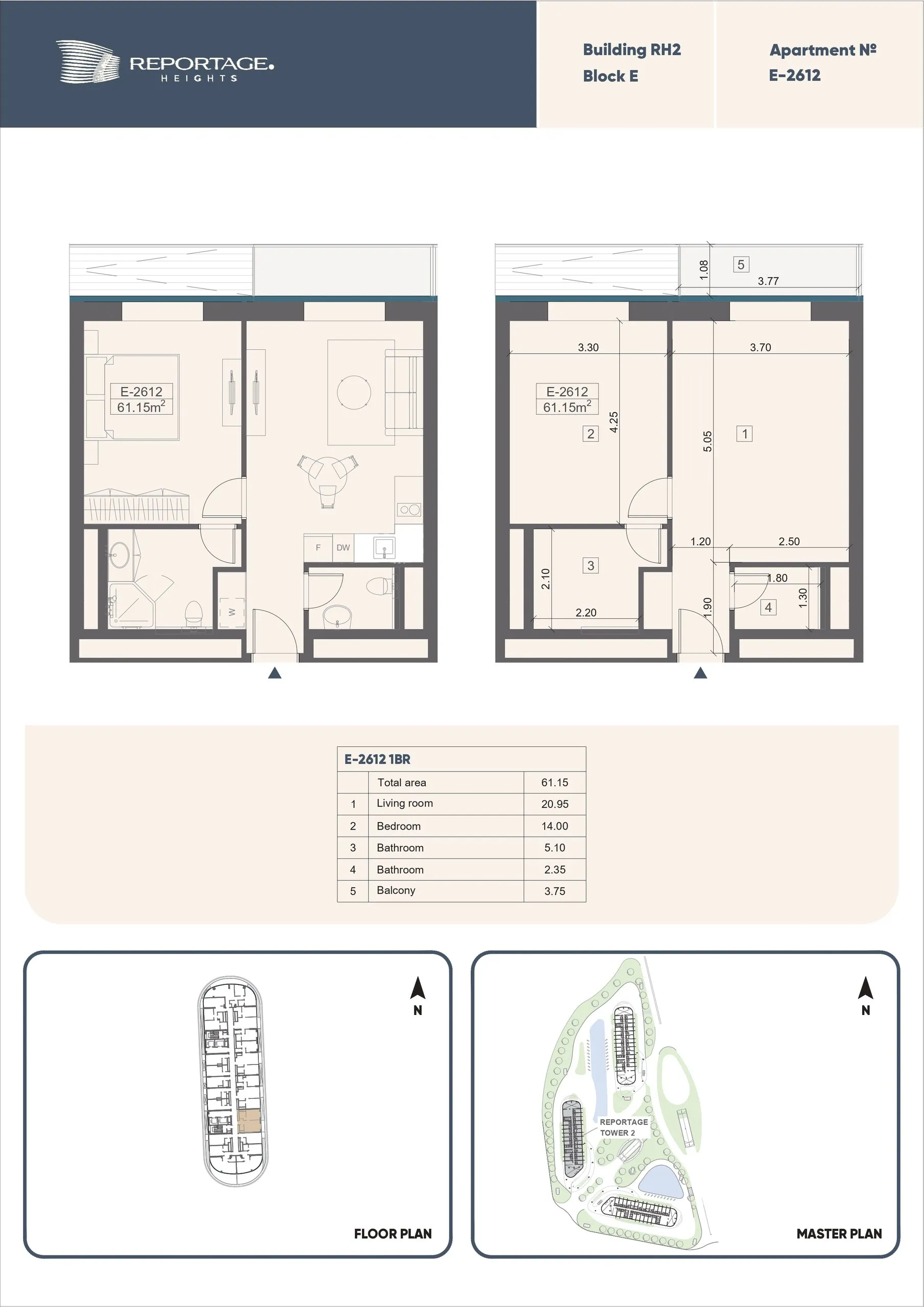 1 yatak odalı daire — Sea Breeze, Bakü, Abşeron — 2/3