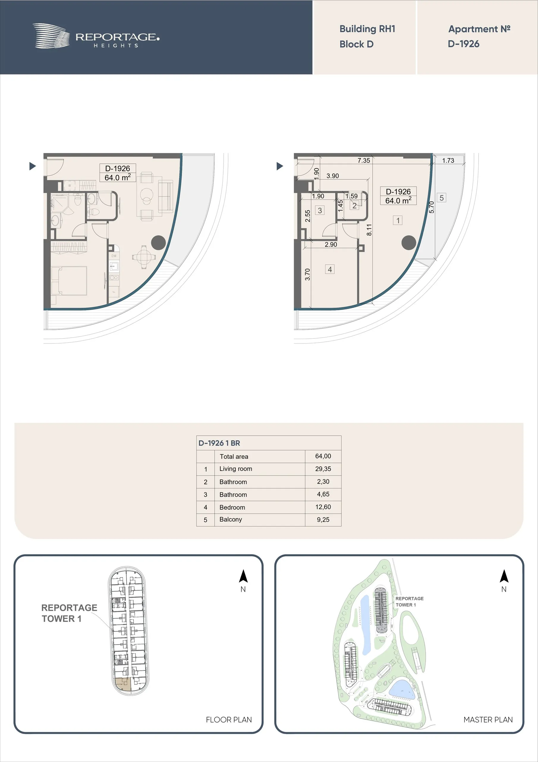 1 yatak odalı daire — Sea Breeze, Bakü, Abşeron — 2/3