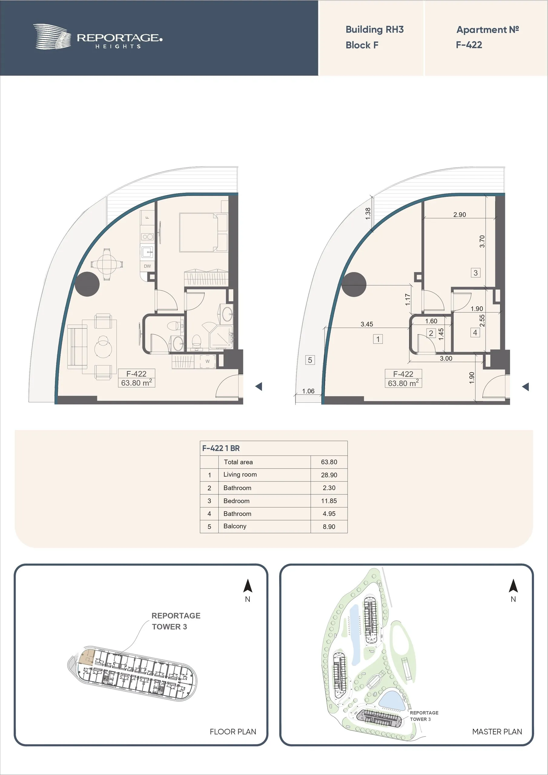1 yatak odalı daire — Sea Breeze, Bakü, Abşeron — 2/3