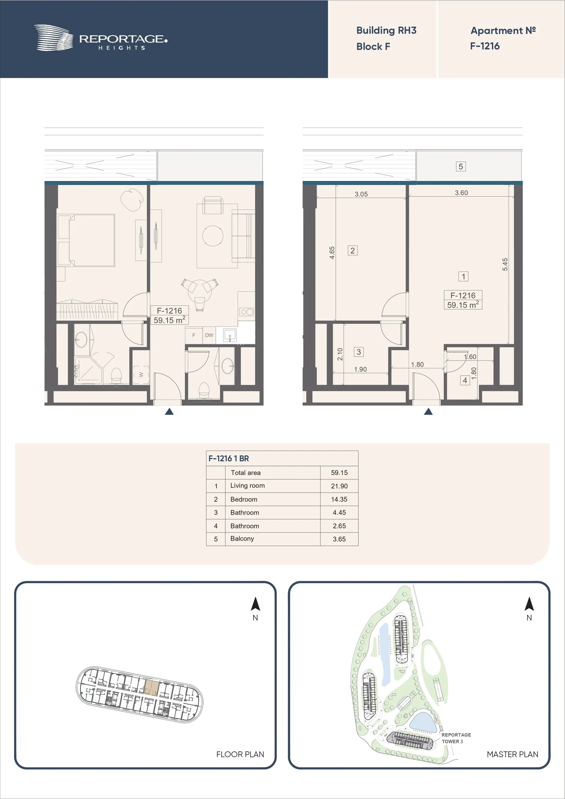 1 yatak odalı daire — Sea Breeze, Bakü, Abşeron — 2/3