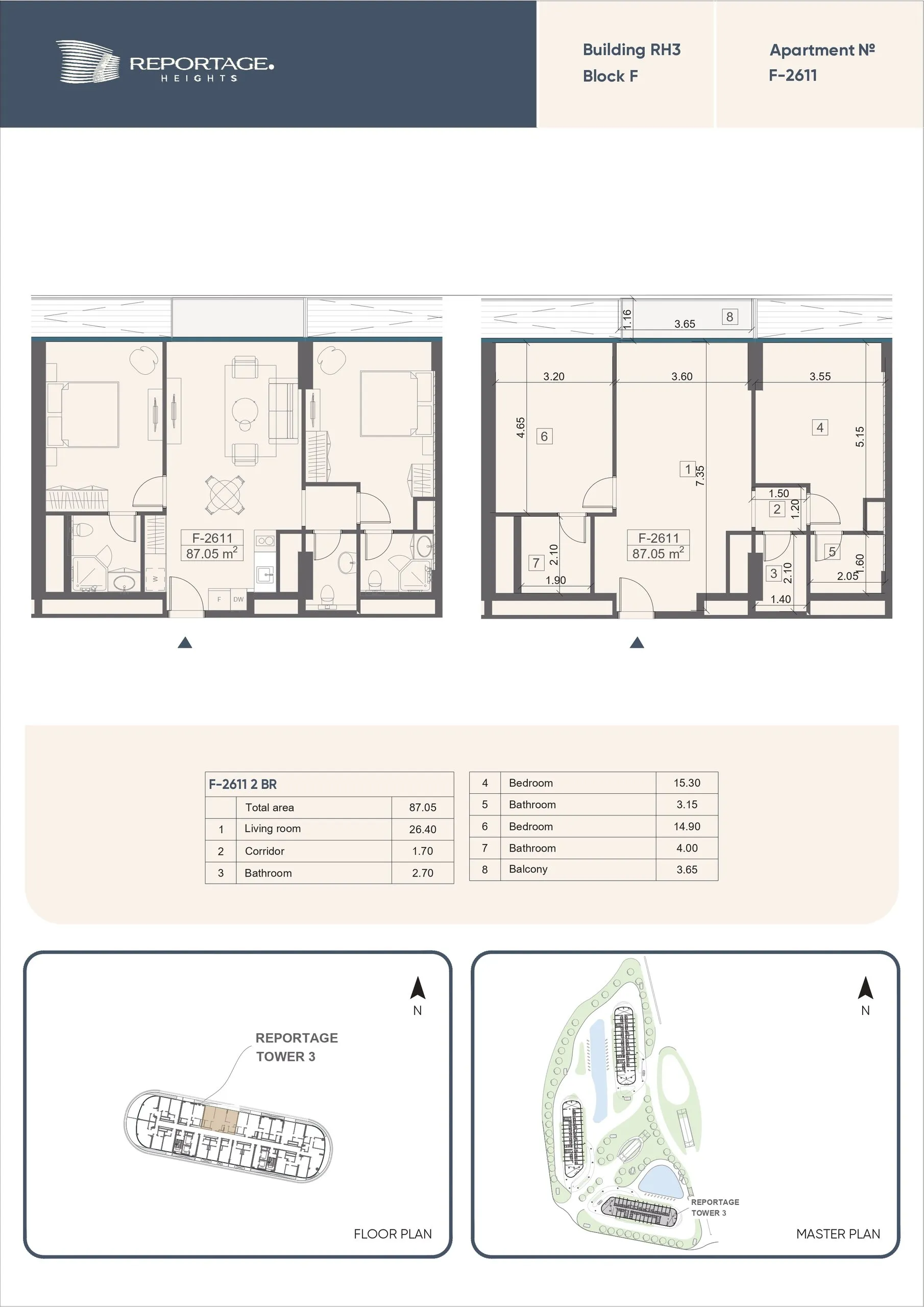 2 yatak odalı daire — Sea Breeze, Bakü, Abşeron — 2/3