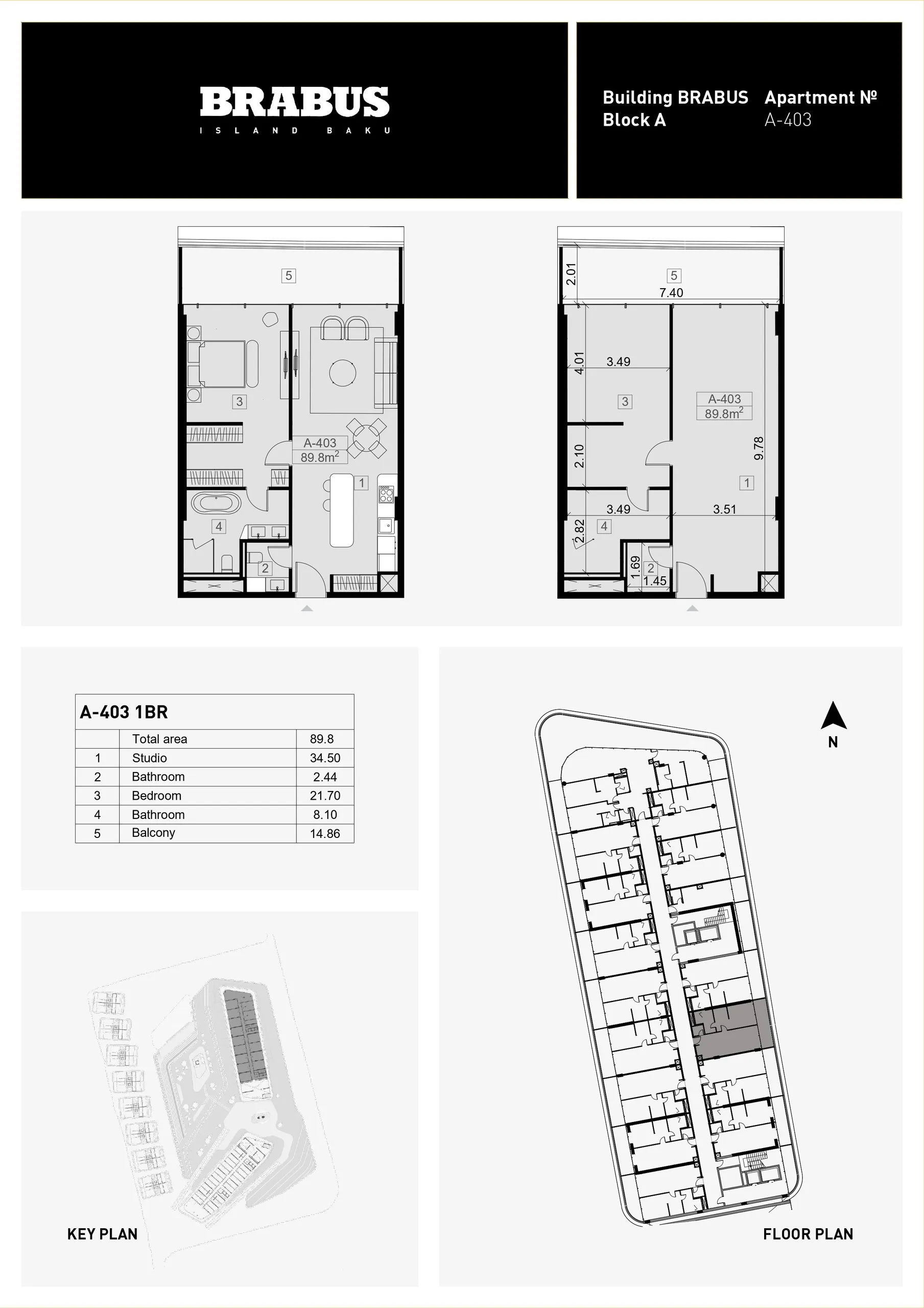 1 yatak odalı daire — Sea Breeze, Bakü, Abşeron — 3/4