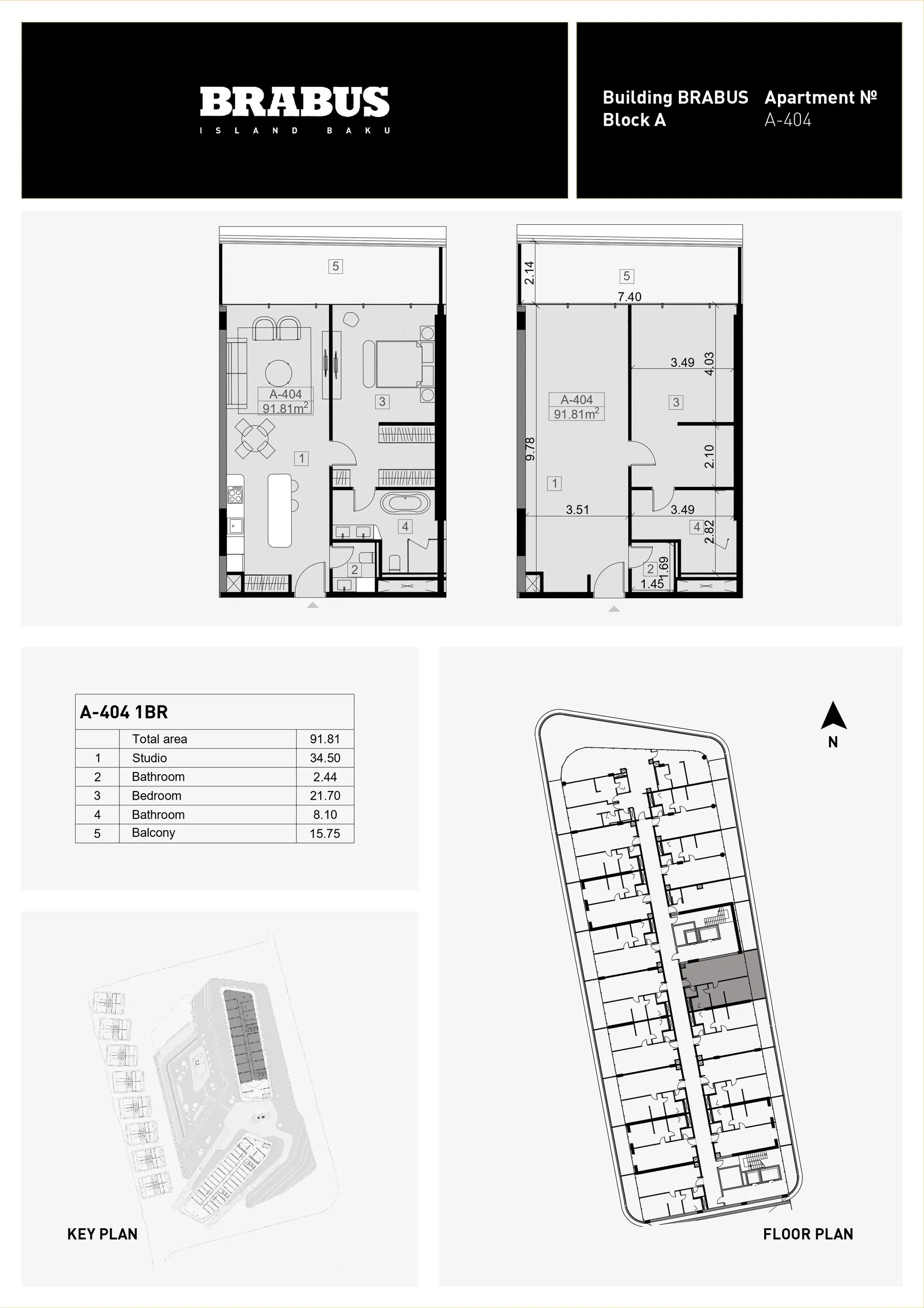 1 yatak odalı daire — Sea Breeze, Bakü, Abşeron — 3/4