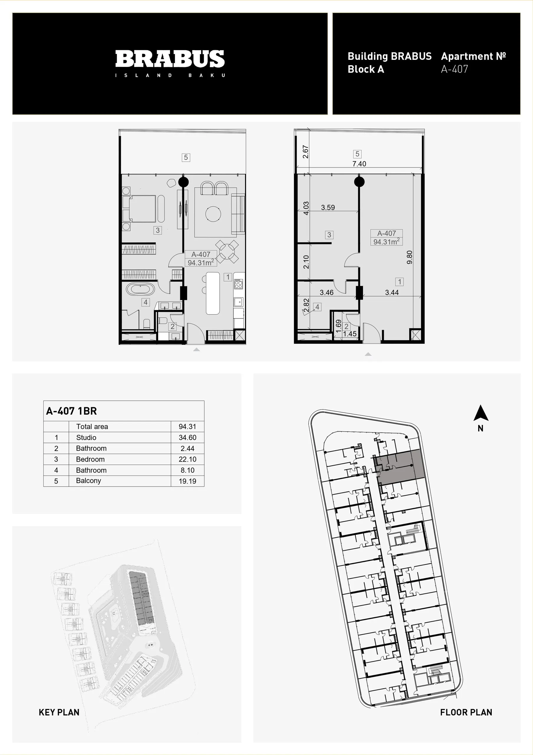 1 yatak odalı daire — Sea Breeze, Bakü, Abşeron — 3/4