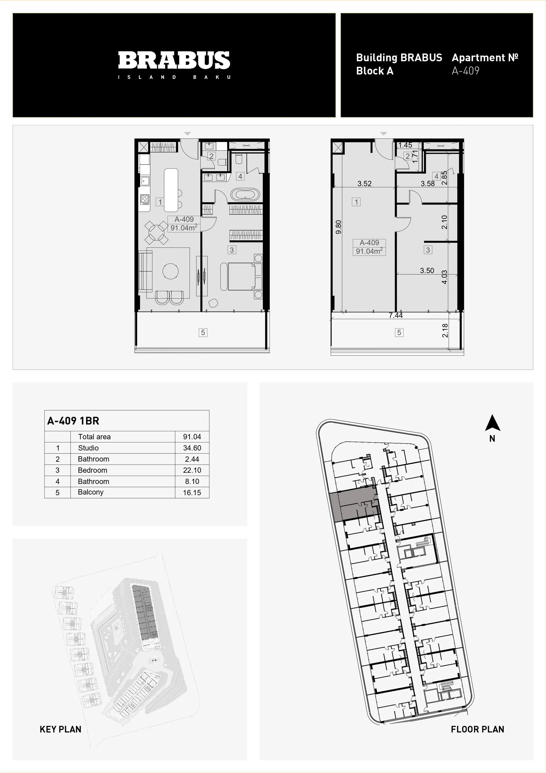 1 yatak odalı daire — Sea Breeze, Bakü, Abşeron — 3/4