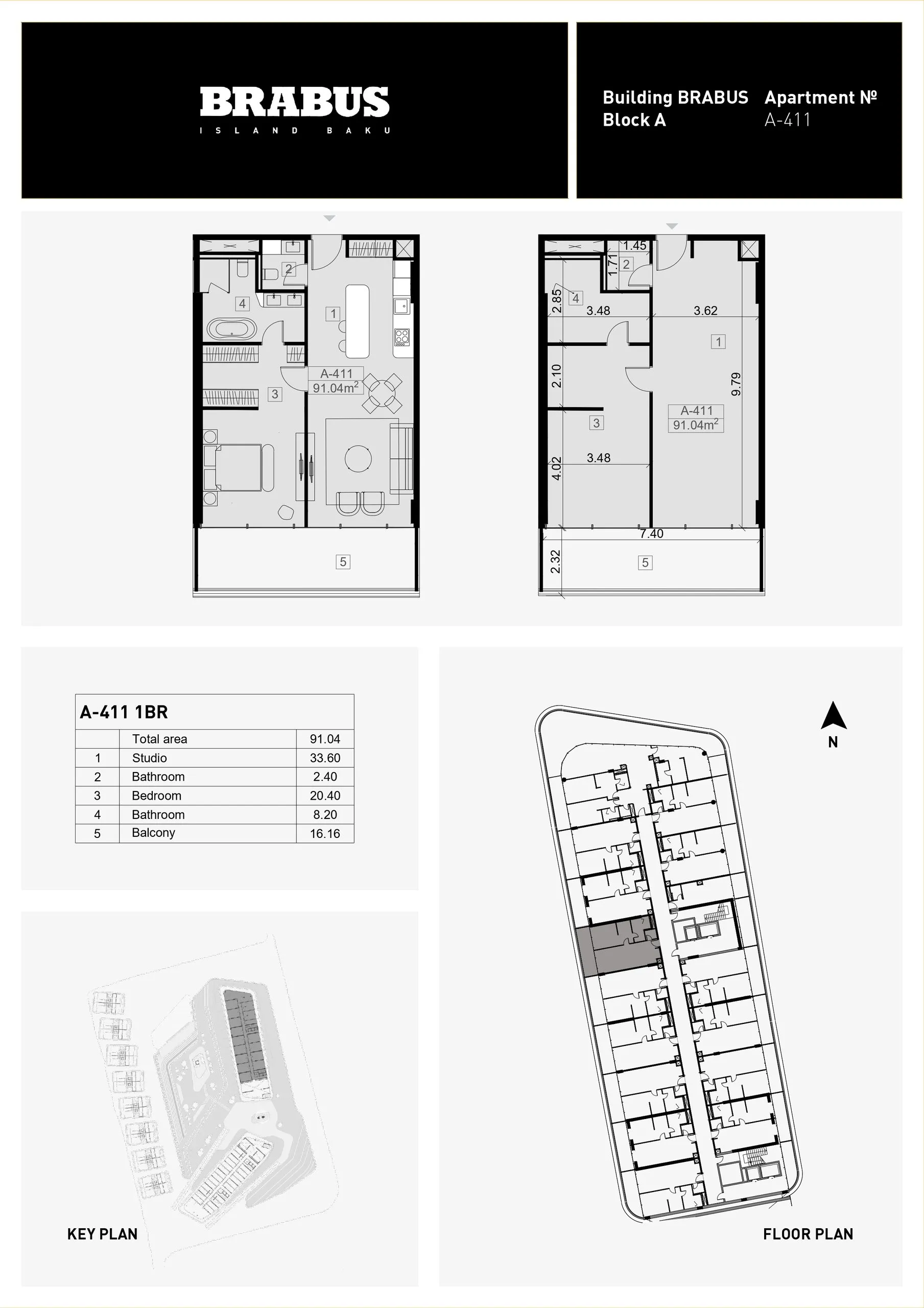 1 yatak odalı daire — Sea Breeze, Bakü, Abşeron — 3/4