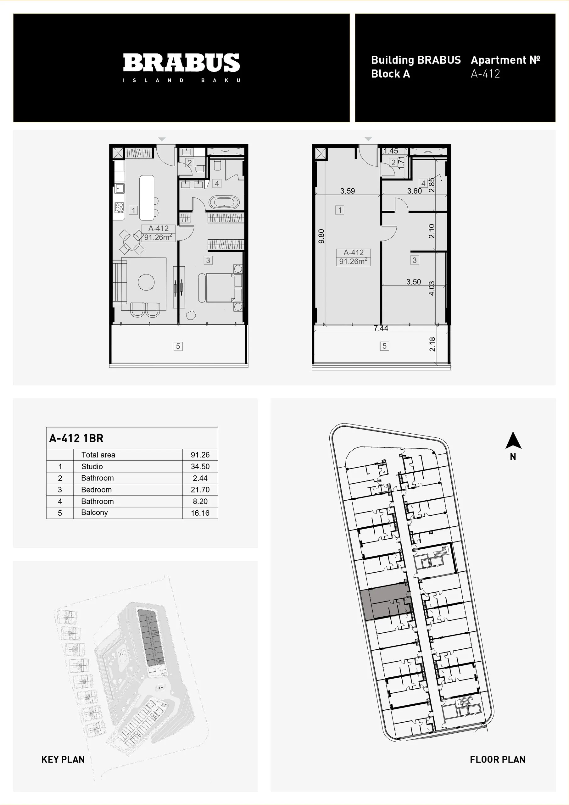 1 yatak odalı daire — Sea Breeze, Bakü, Abşeron — 3/4