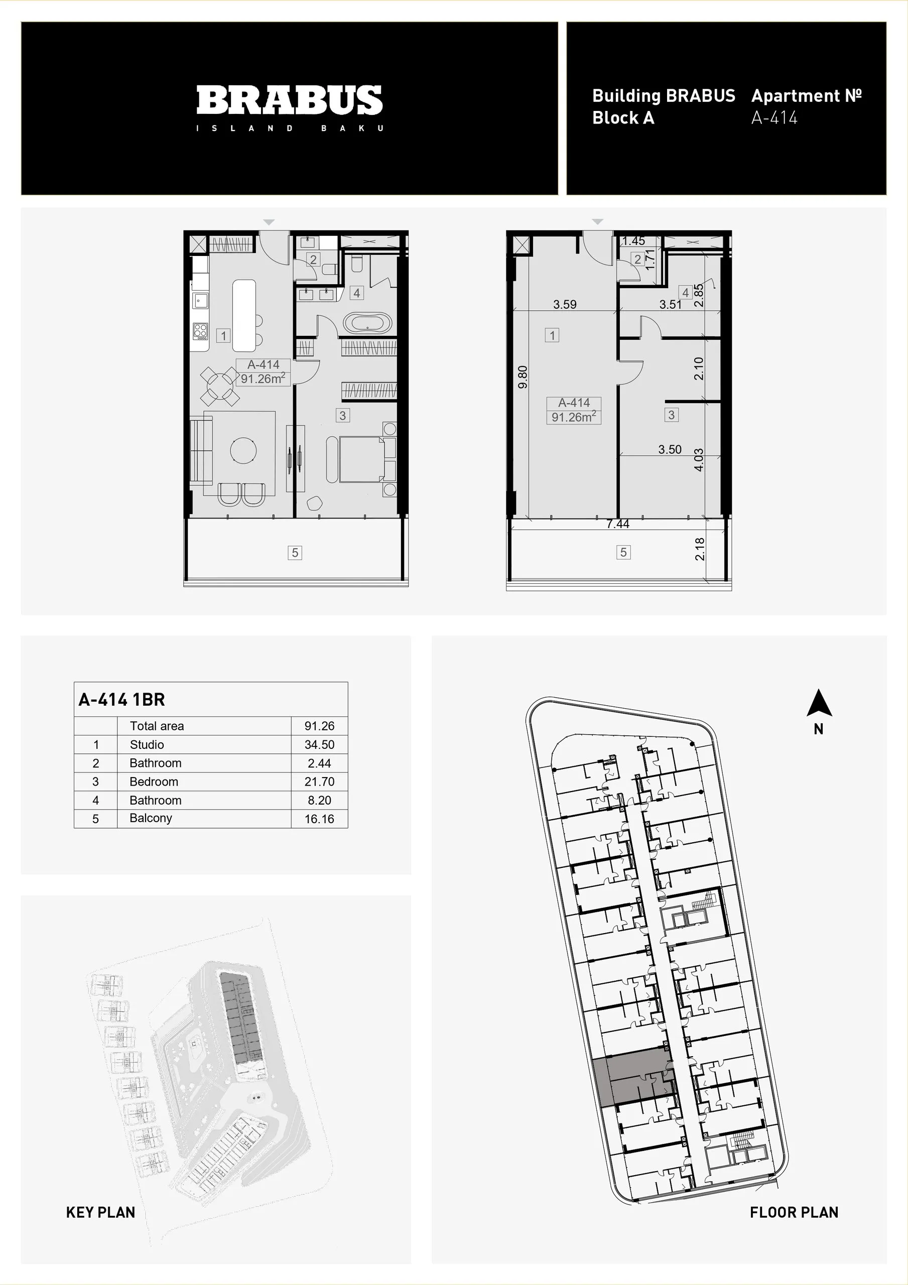 1 yatak odalı daire — Sea Breeze, Bakü, Abşeron — 3/4