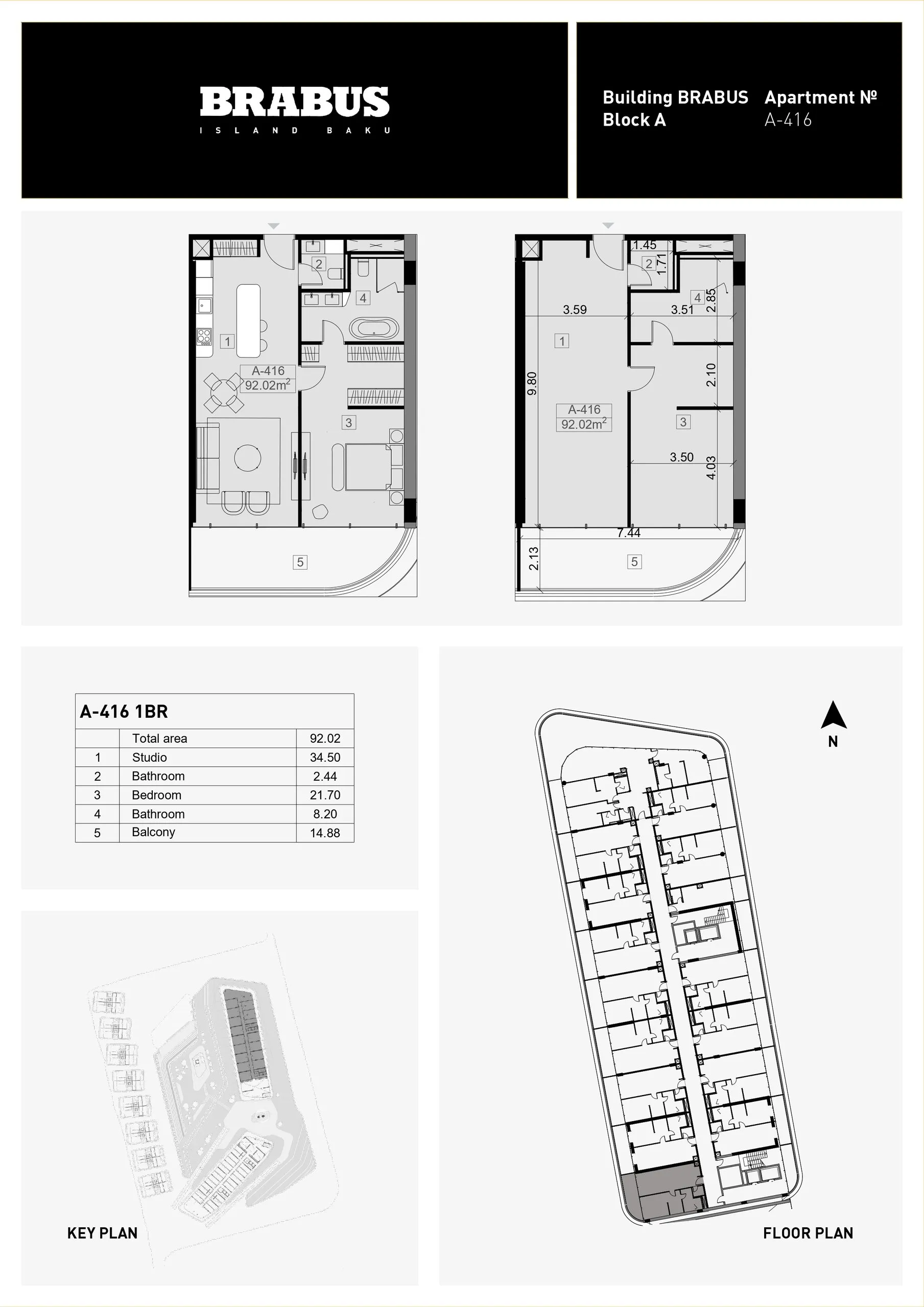 1 yatak odalı daire — Sea Breeze, Bakü, Abşeron — 3/4