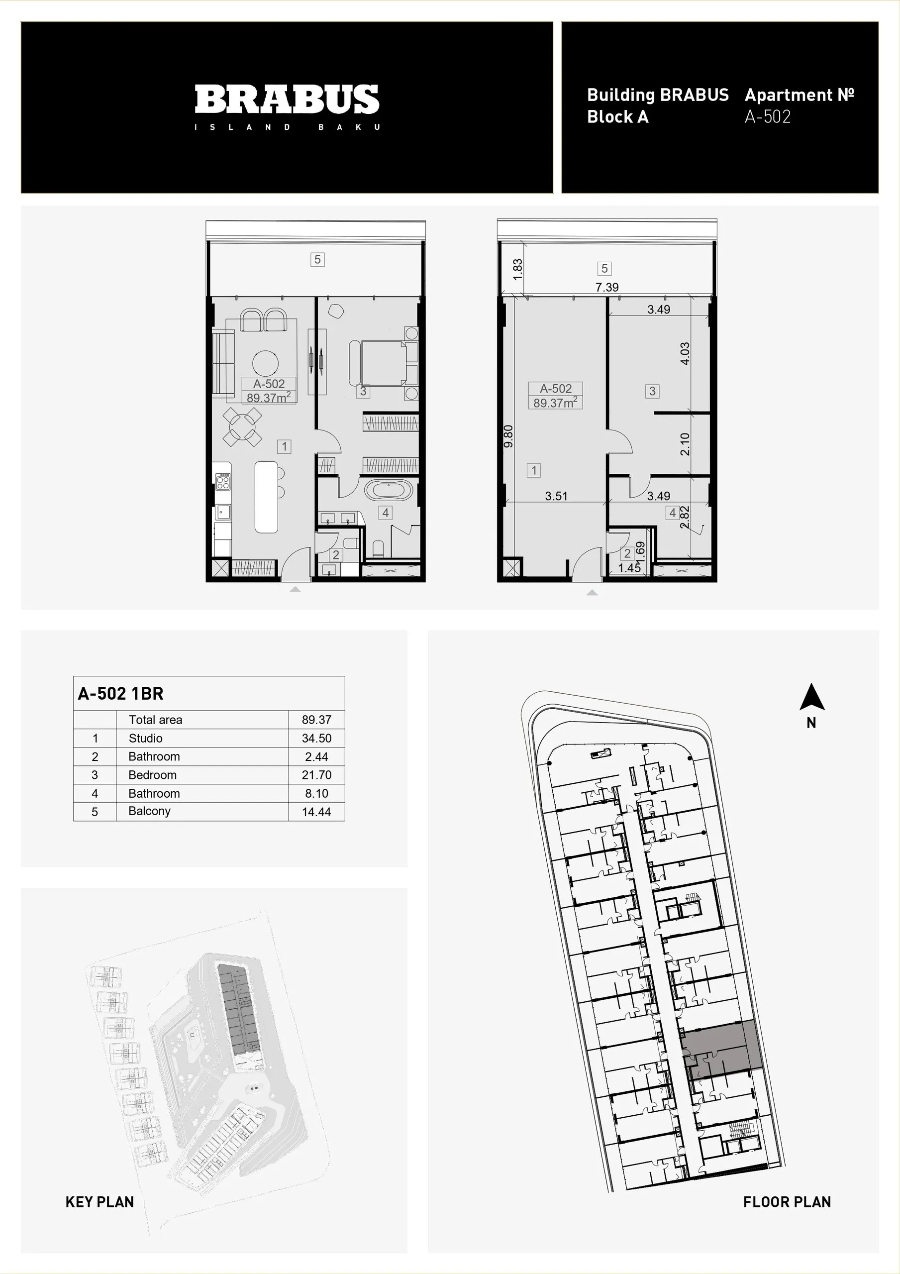 1 yatak odalı daire — Sea Breeze, Bakü, Abşeron — 3/4