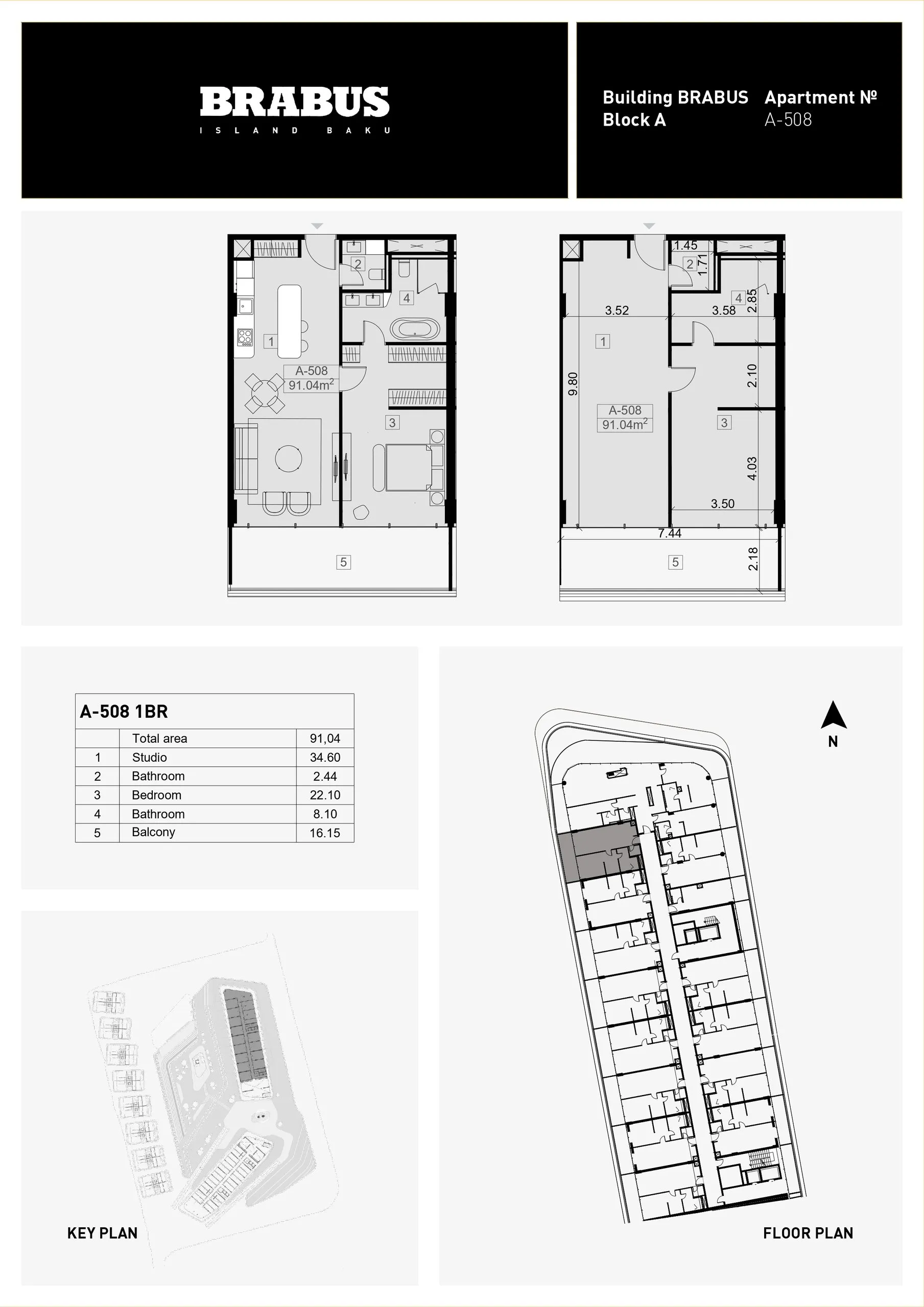 1 yatak odalı daire — Sea Breeze, Bakü, Abşeron — 3/4