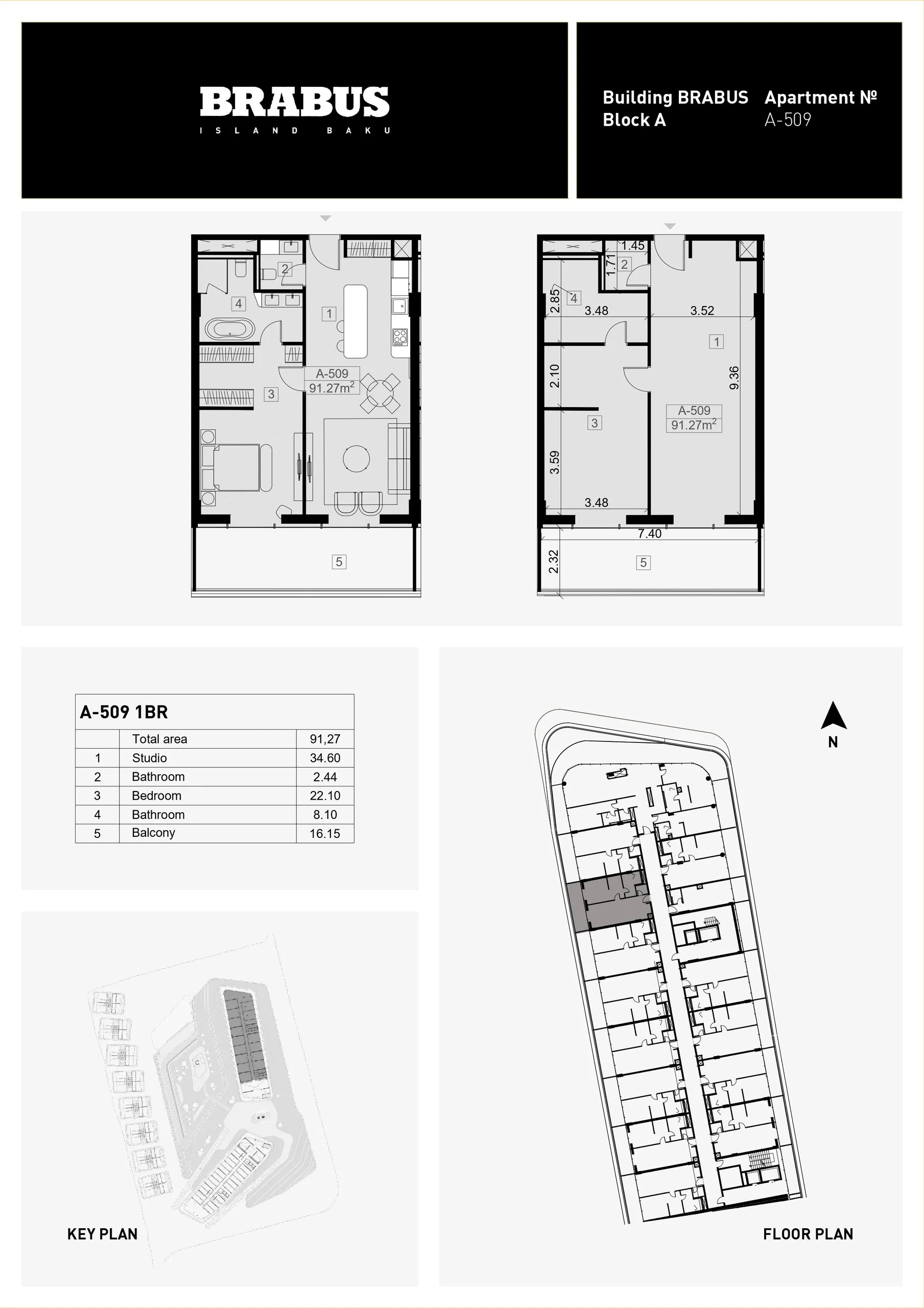 1 yatak odalı daire — Sea Breeze, Bakü, Abşeron — 3/4