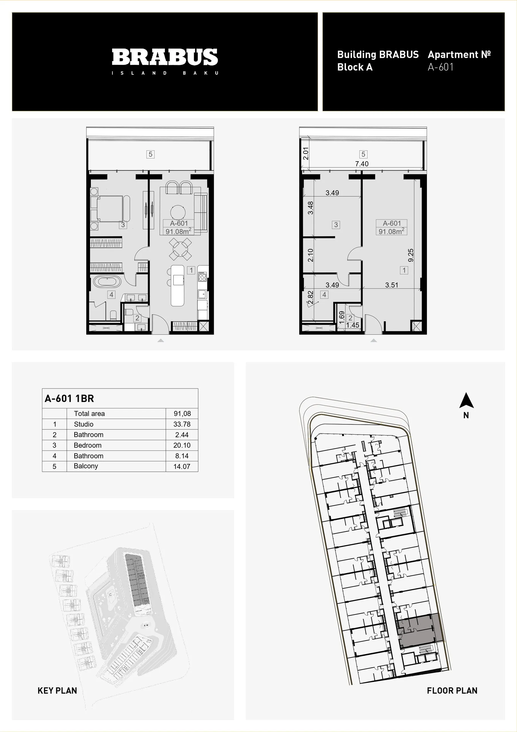 1 yatak odalı daire — Sea Breeze, Bakü, Abşeron — 3/4