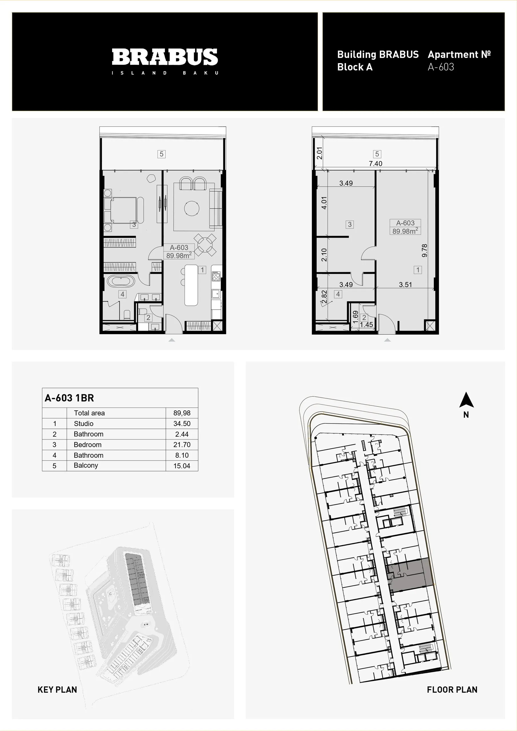 1 yatak odalı daire — Sea Breeze, Bakü, Abşeron — 3/4