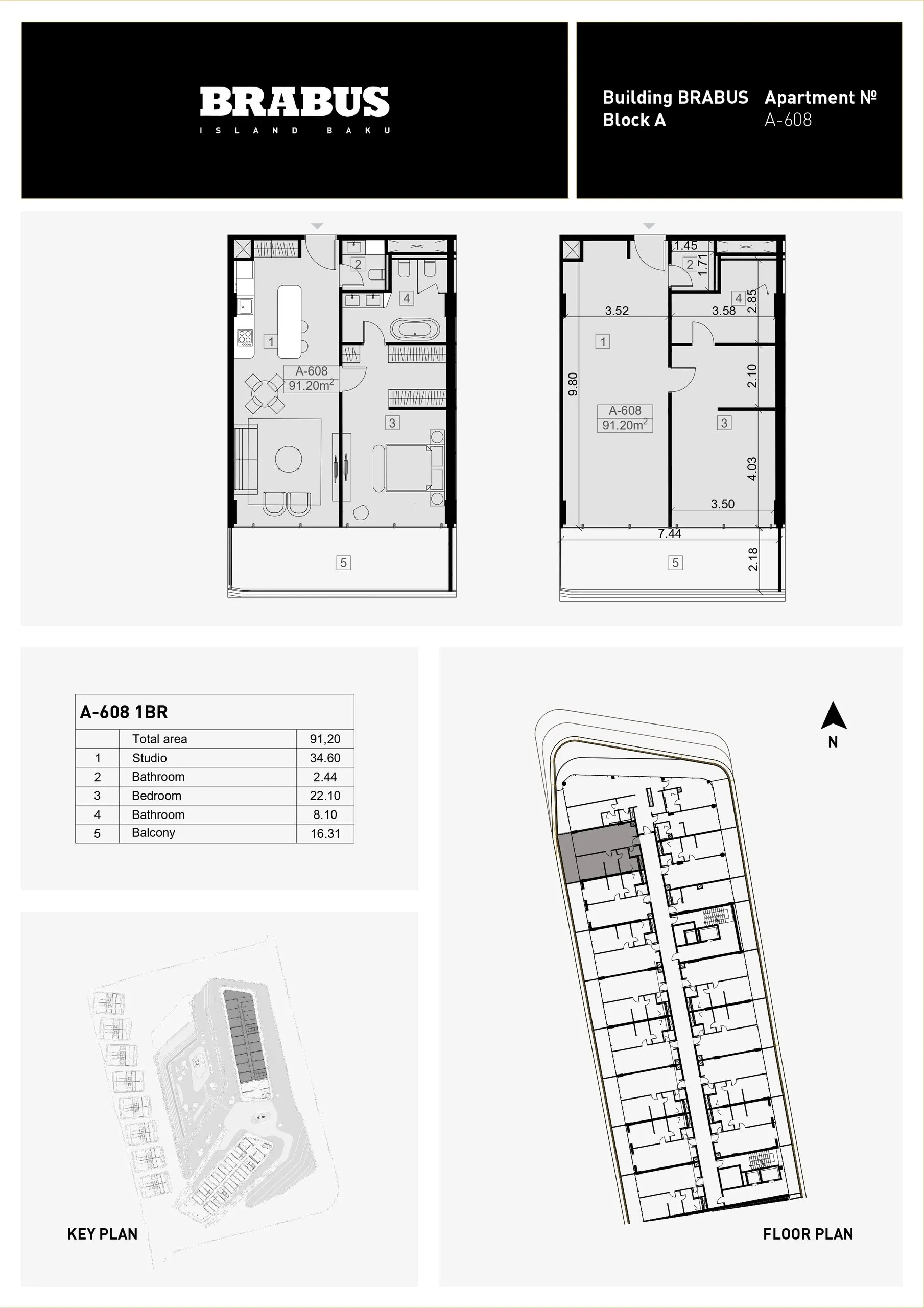 1 yatak odalı daire — Sea Breeze, Bakü, Abşeron — 3/4