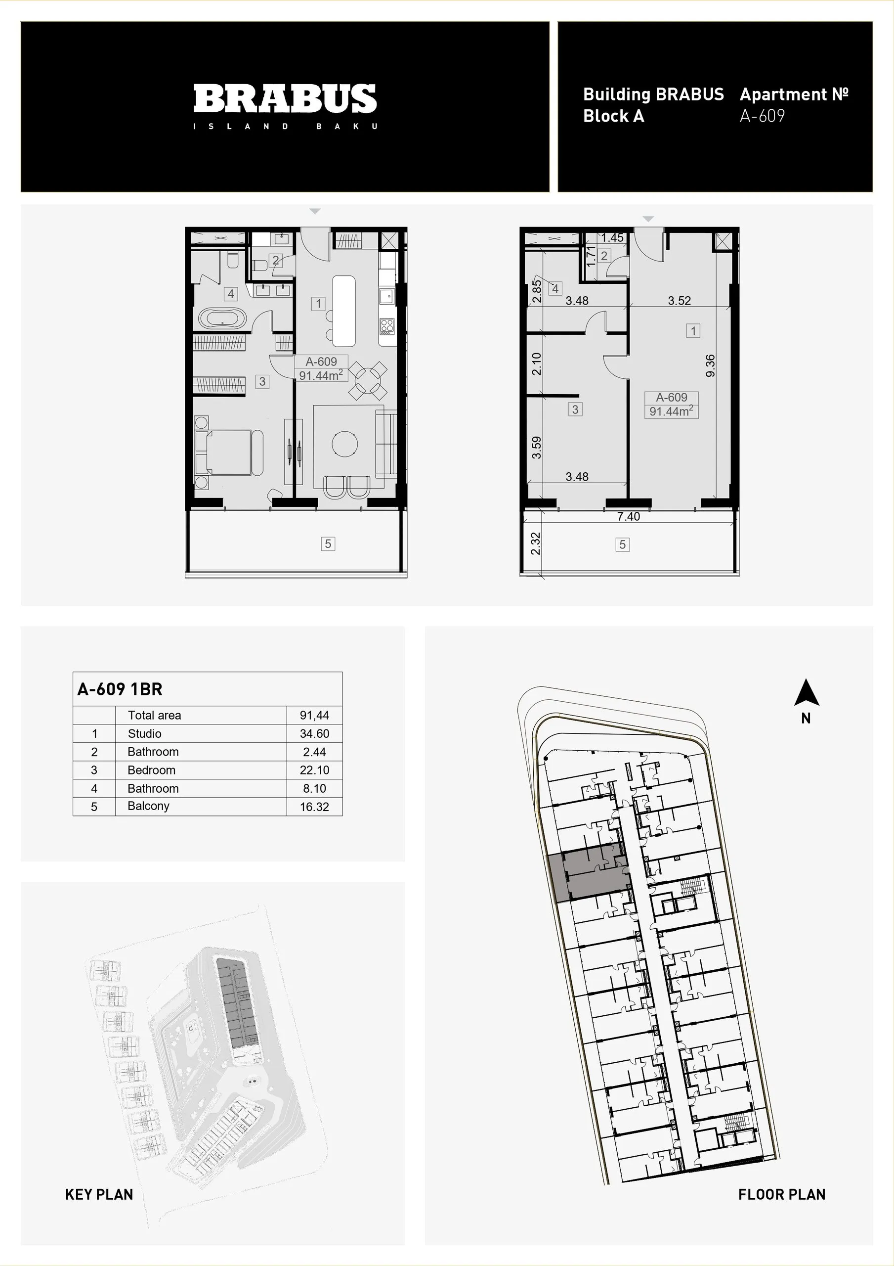 1 yatak odalı daire — Sea Breeze, Bakü, Abşeron — 3/4