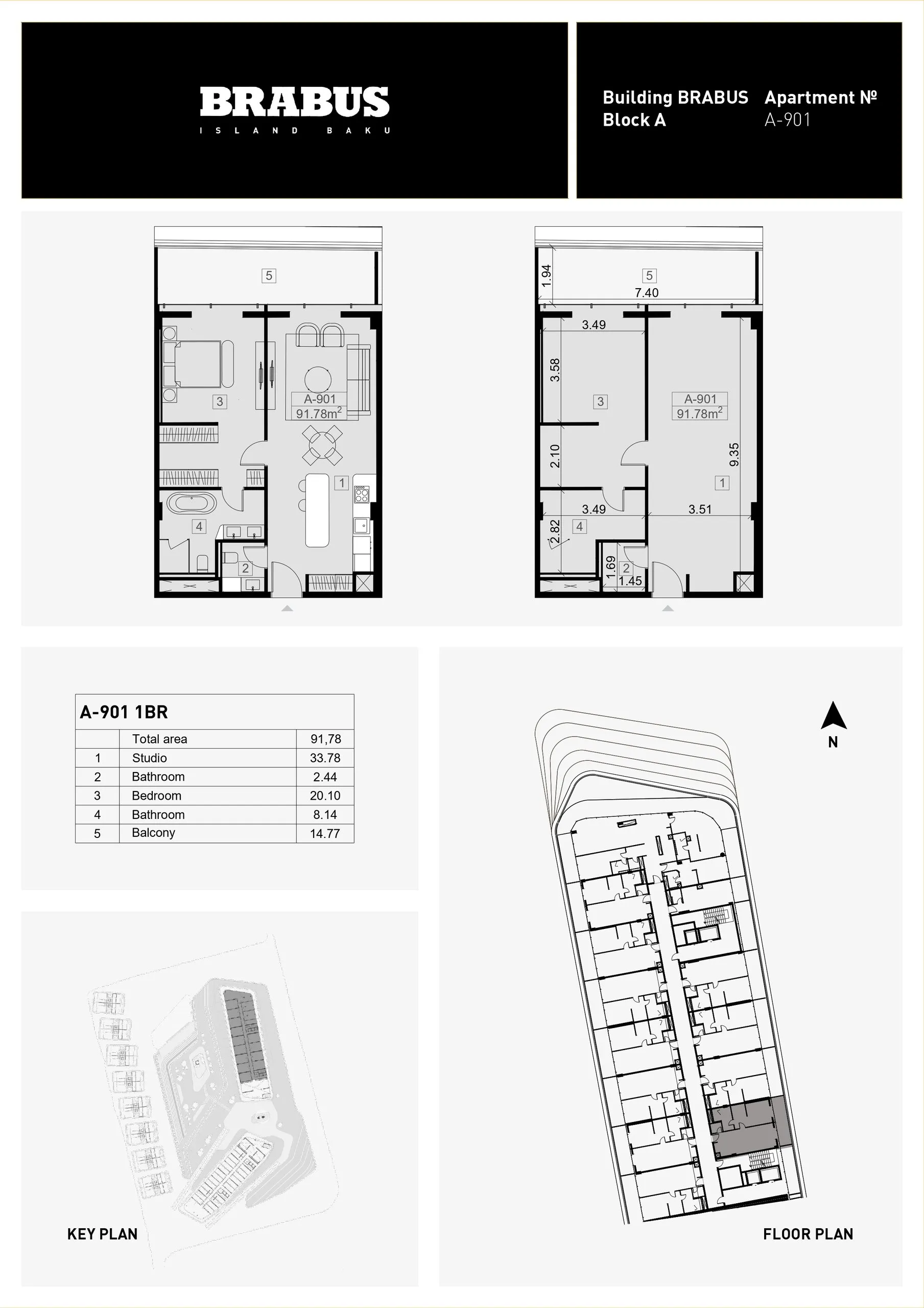 1 yatak odalı daire — Sea Breeze, Bakü, Abşeron — 3/4
