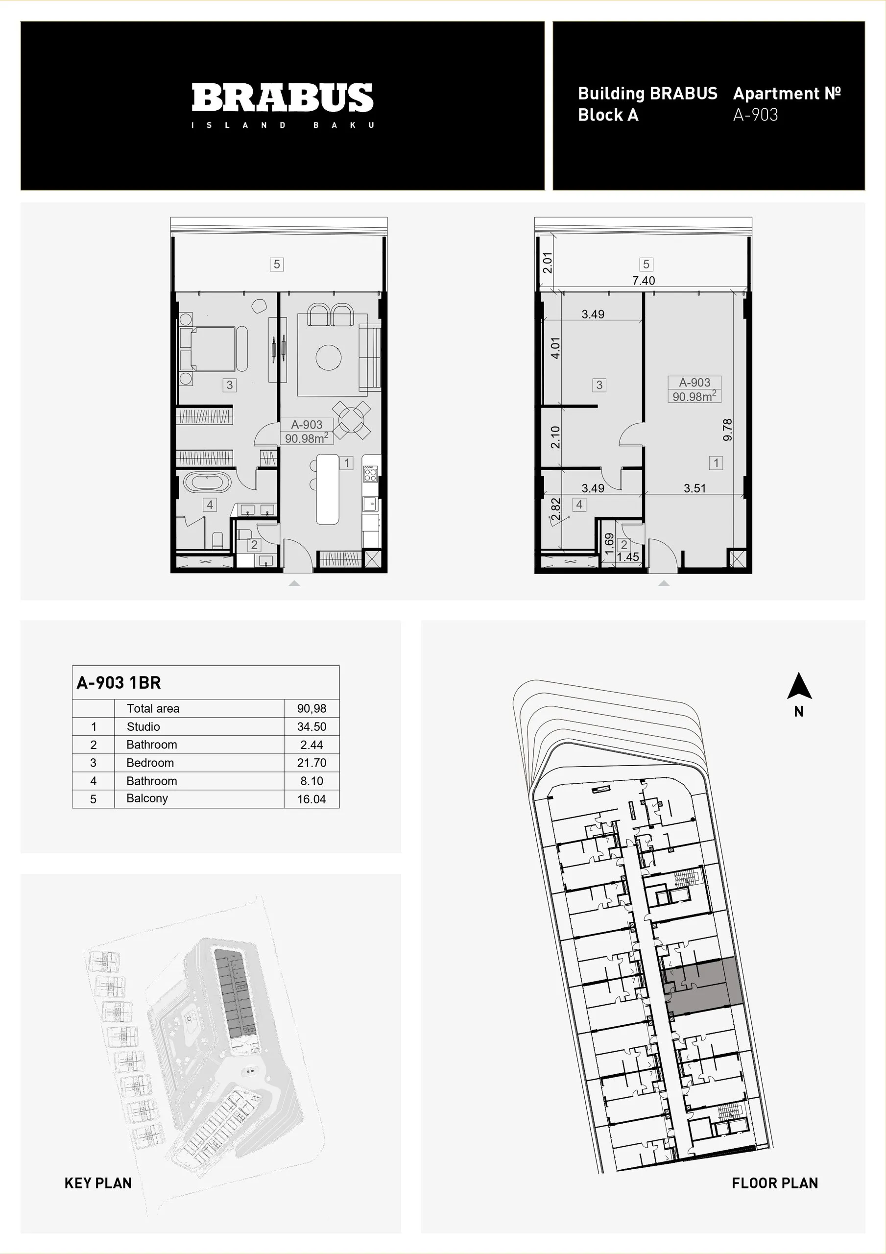1 yatak odalı daire — Sea Breeze, Bakü, Abşeron — 3/4