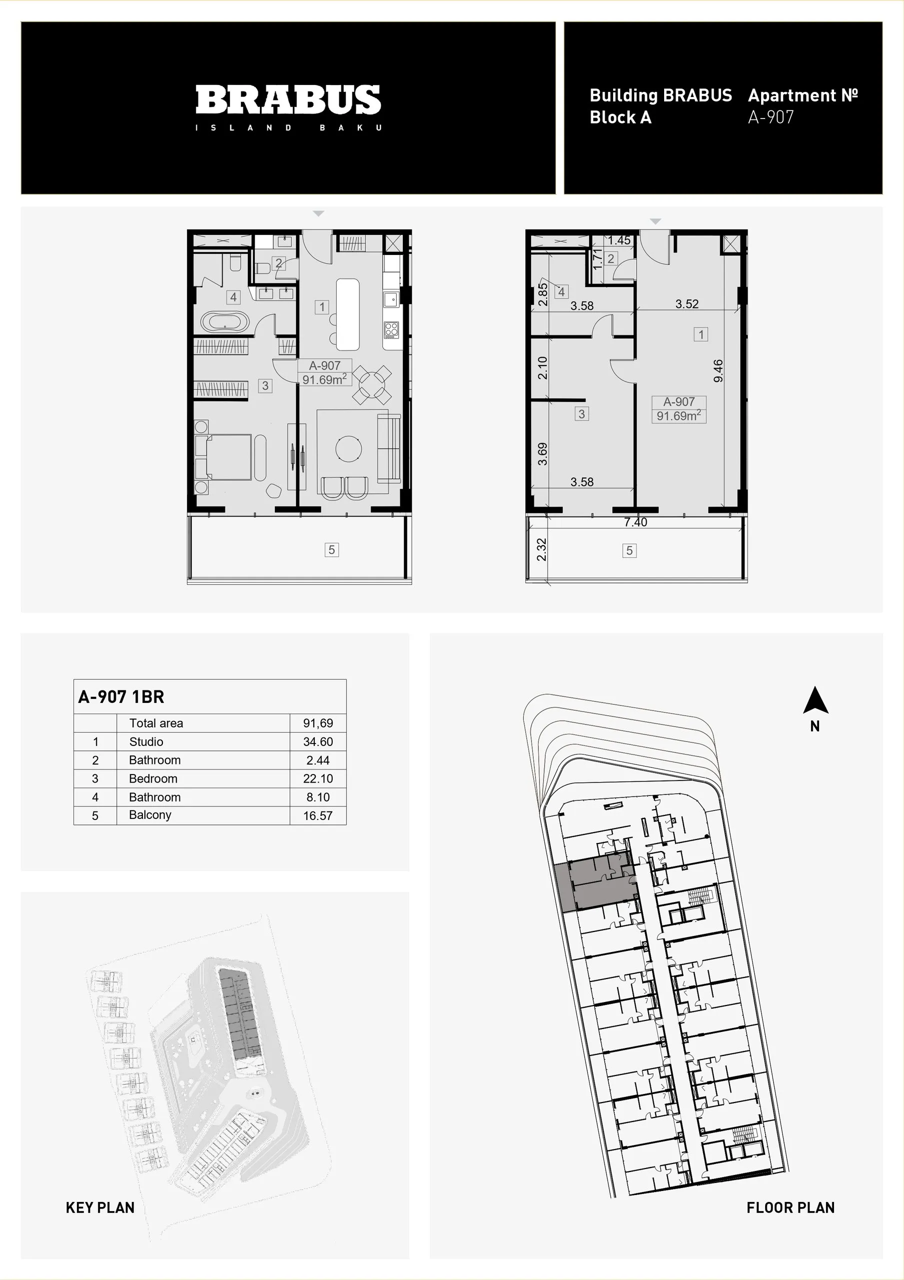 1 yatak odalı daire — Sea Breeze, Bakü, Abşeron — 3/4